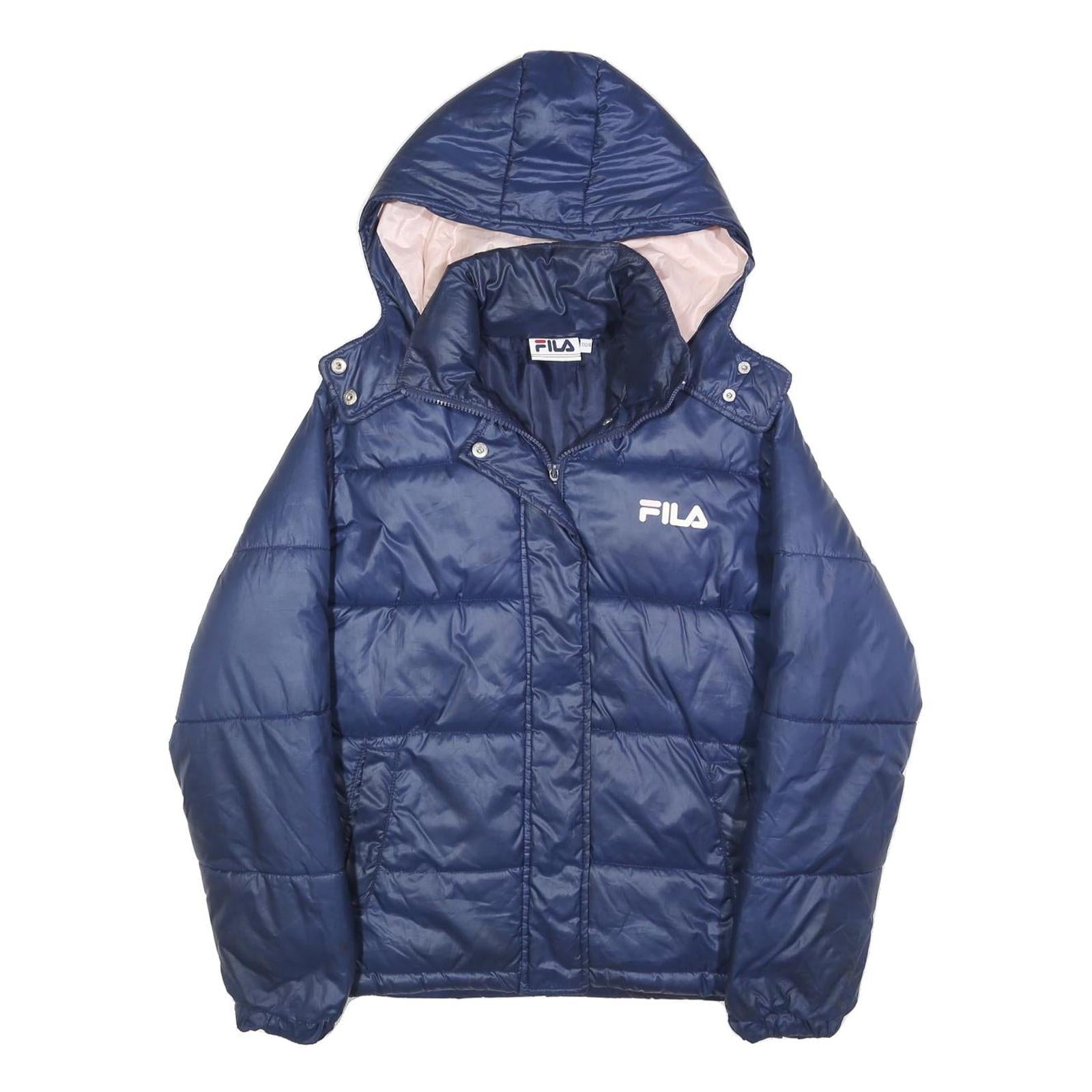 FILA Womens Navy Blue Puffer Jacket XXS Polyester Blend Zip Hooded Casual Refurbished - N/A refurbished available on Cerqular