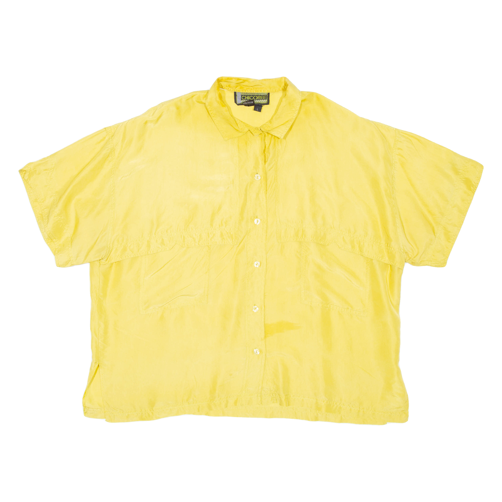 CHICOREE Womens Plain Shirt Yellow Silk L Refurbished - N/A refurbished available on Cerqular