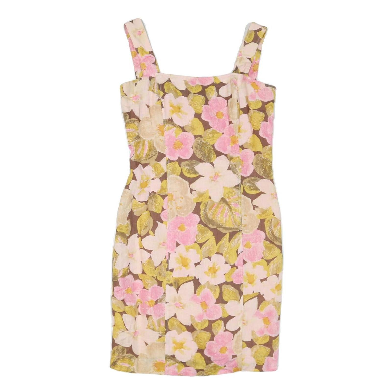 HANAE MORIS PARIS Womens Brown & Pink Floral Cotton Blend Mini Dress M Summer Refurbished - N/A refurbished available on Cerqular