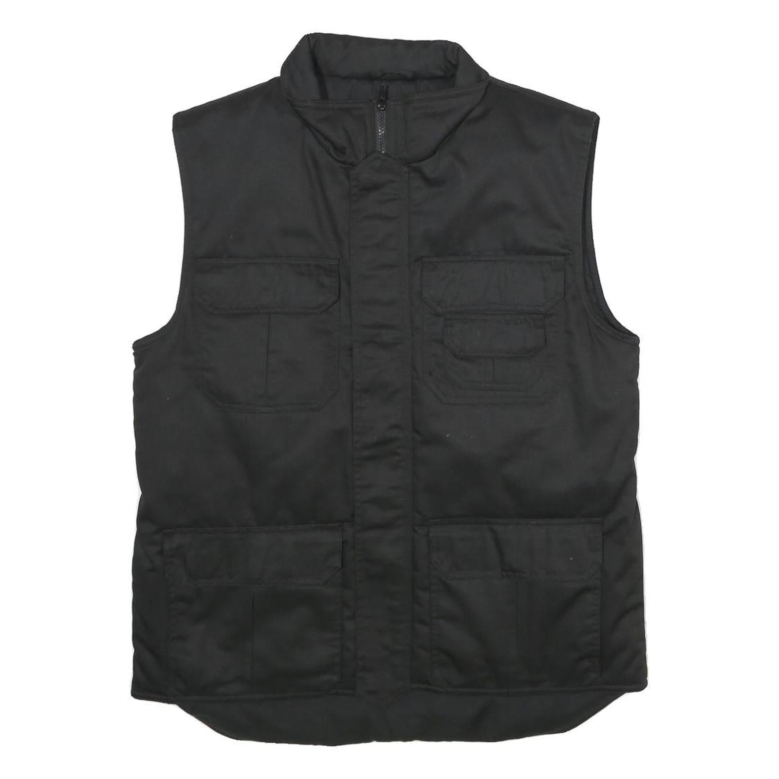ARMY-TEX Mens Black Outdoor Jacket M Polyester Blend Plain Zip Utility Vest Refurbished - N/A refurbished available on Cerqular