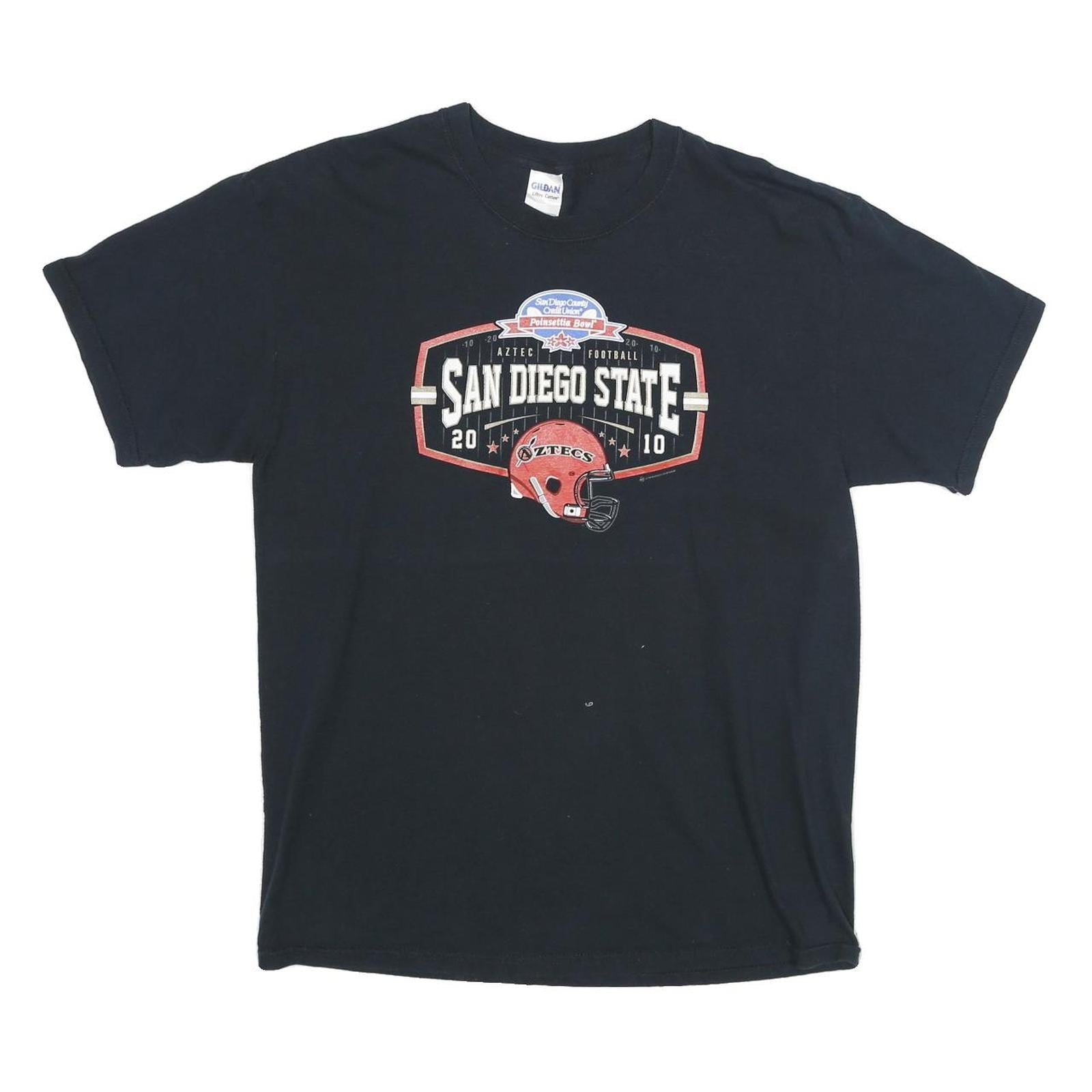 GILDAN Mens Black San Diego State Football T-Shirt XL Short Sleeve Crew Neck Refurbished - N/A refurbished available on Cerqular