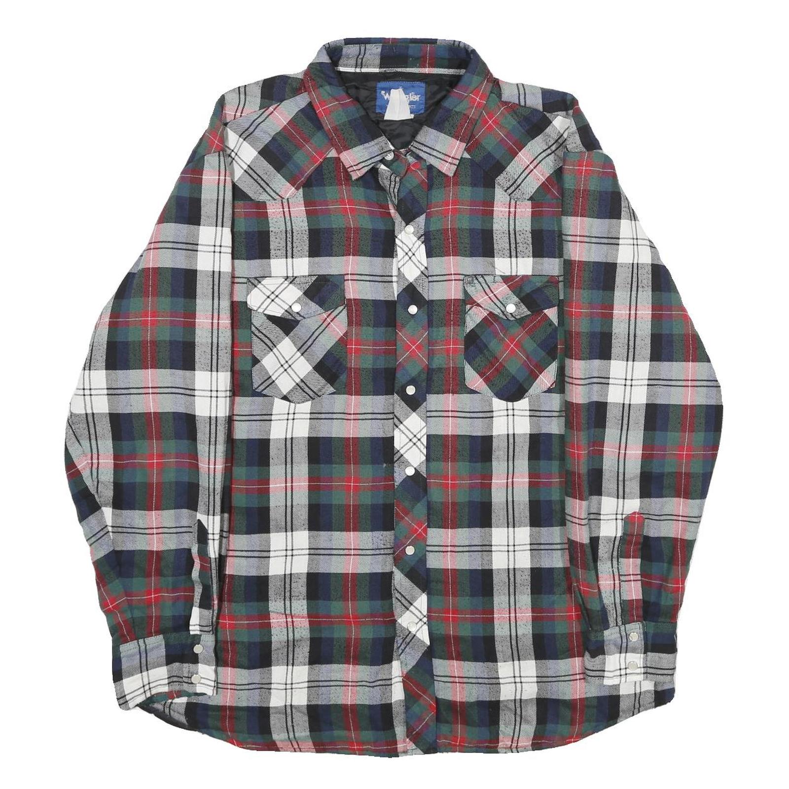 WRANGLER Mens Blue Green Red Check Button Jacket XL Cotton Blend Casual Wear Refurbished - N/A refurbished available on Cerqular