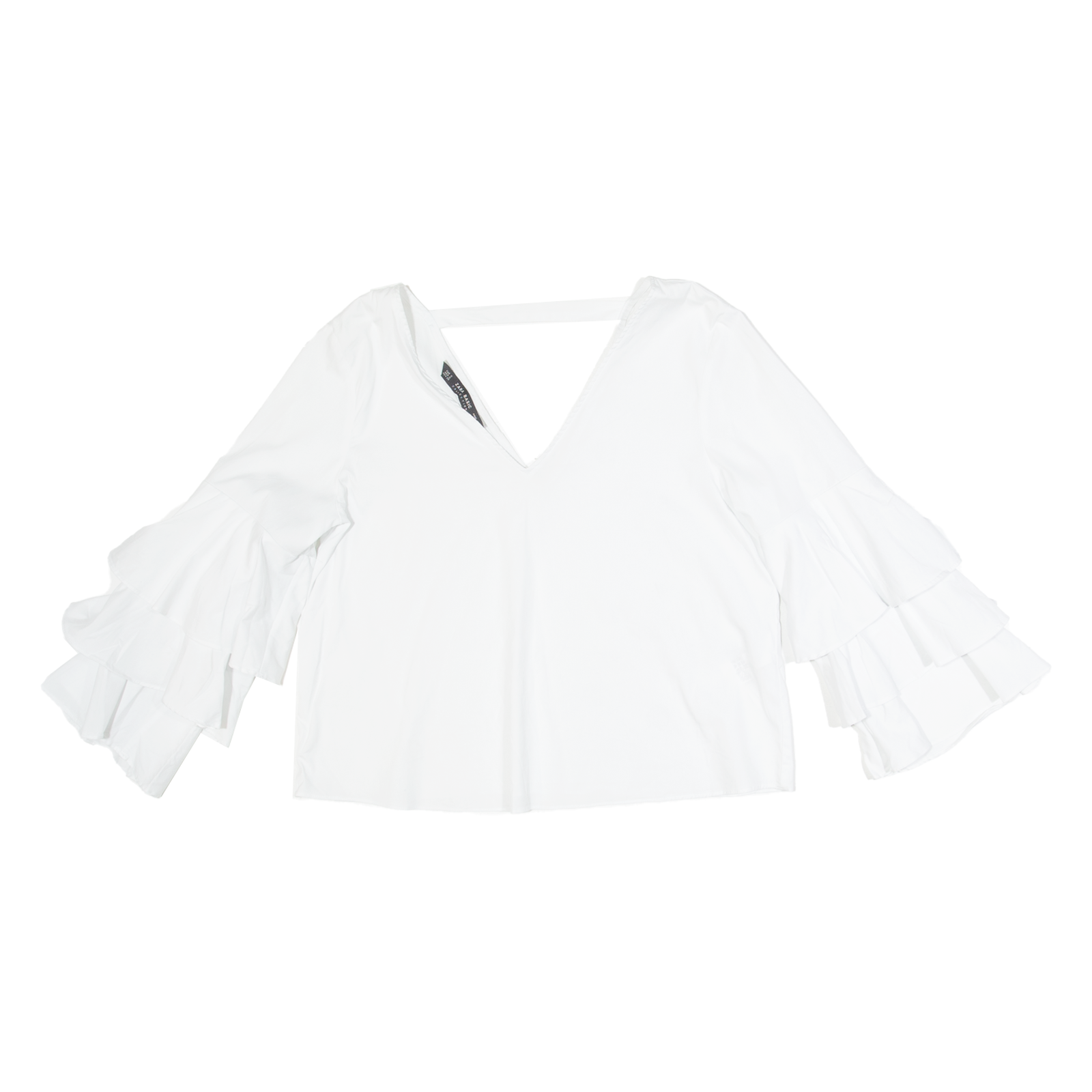 ZARA BASIC Womens Oversized Top White V-Neck Long Sleeve S Refurbished - N/A refurbished available on Cerqular