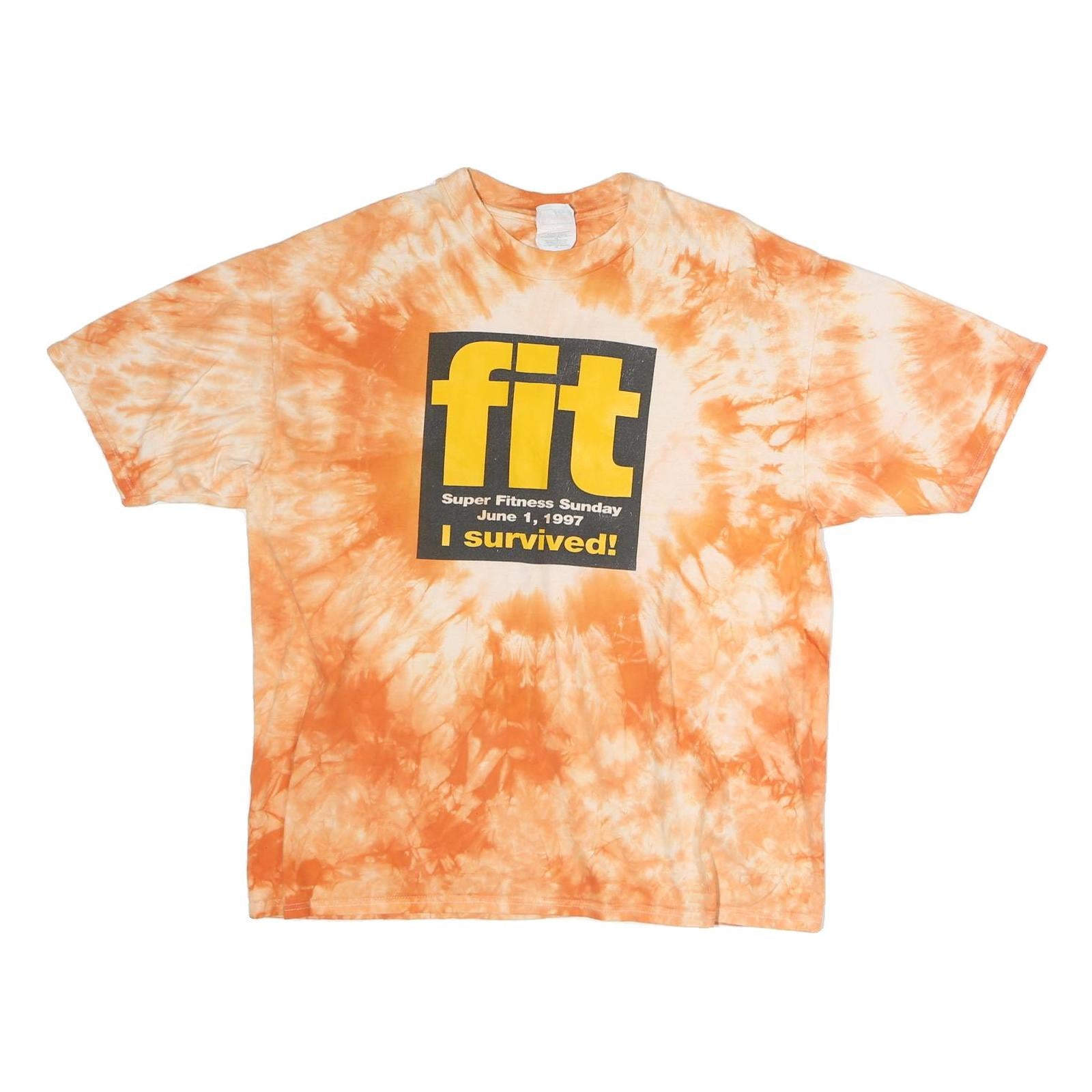 HANES Mens Orange Tie Dye Fit Graphic T-Shirt XL Short Sleeve Crew Neck Super Refurbished - N/A refurbished available on Cerqular
