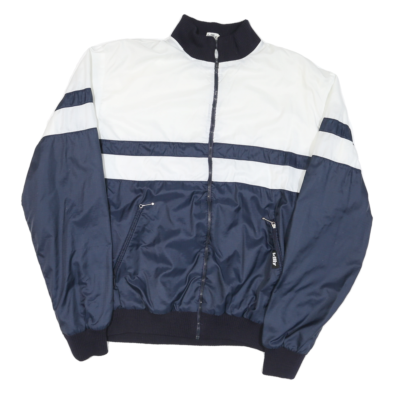 KILLY Mens Blue & White Zip Jacket M Polyester Blend Colourblock Casual Refurbished - N/A refurbished available on Cerqular
