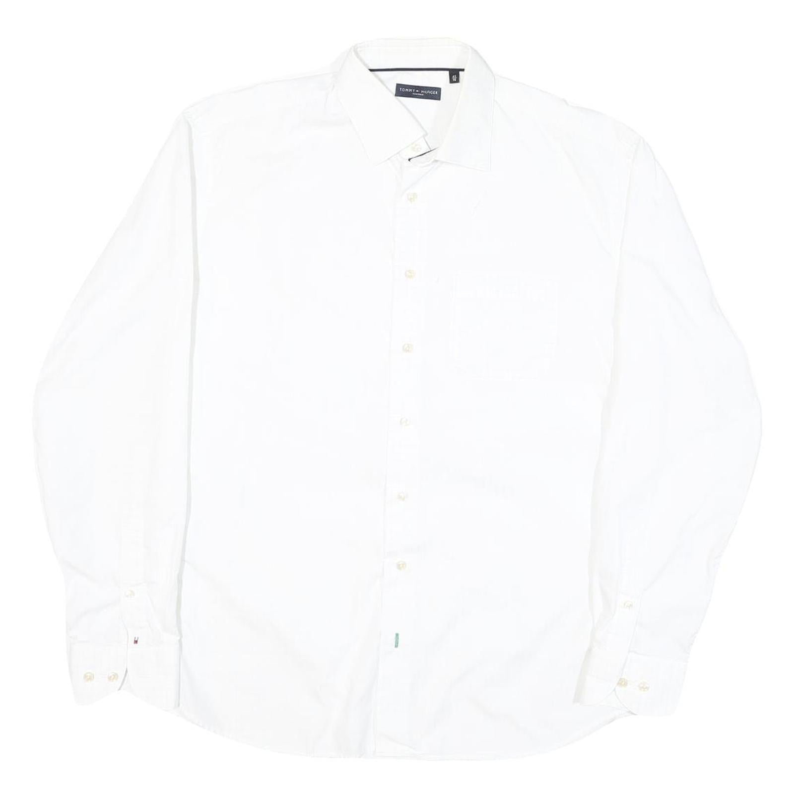 TOMMY HILFIGER Mens White Cotton Blend Shirt Long Sleeve Button Collar L Refurbished - N/A refurbished available on Cerqular