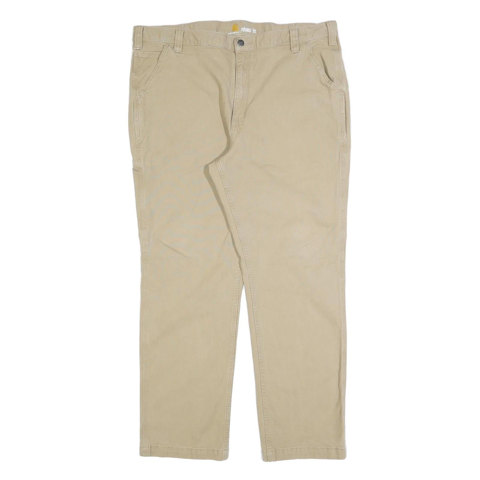 CARHARTT Mens Cotton Blend Beige Regular Fit Straight Leg Trousers W40 L32 Refurbished - N/A refurbished available on Cerqular