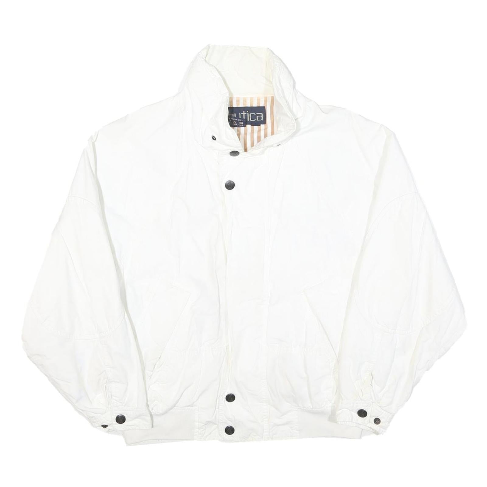 NAUTICA Mens White Cotton Blend Jacket M Plain Zip Casual Lightweight Refurbished - N/A refurbished available on Cerqular