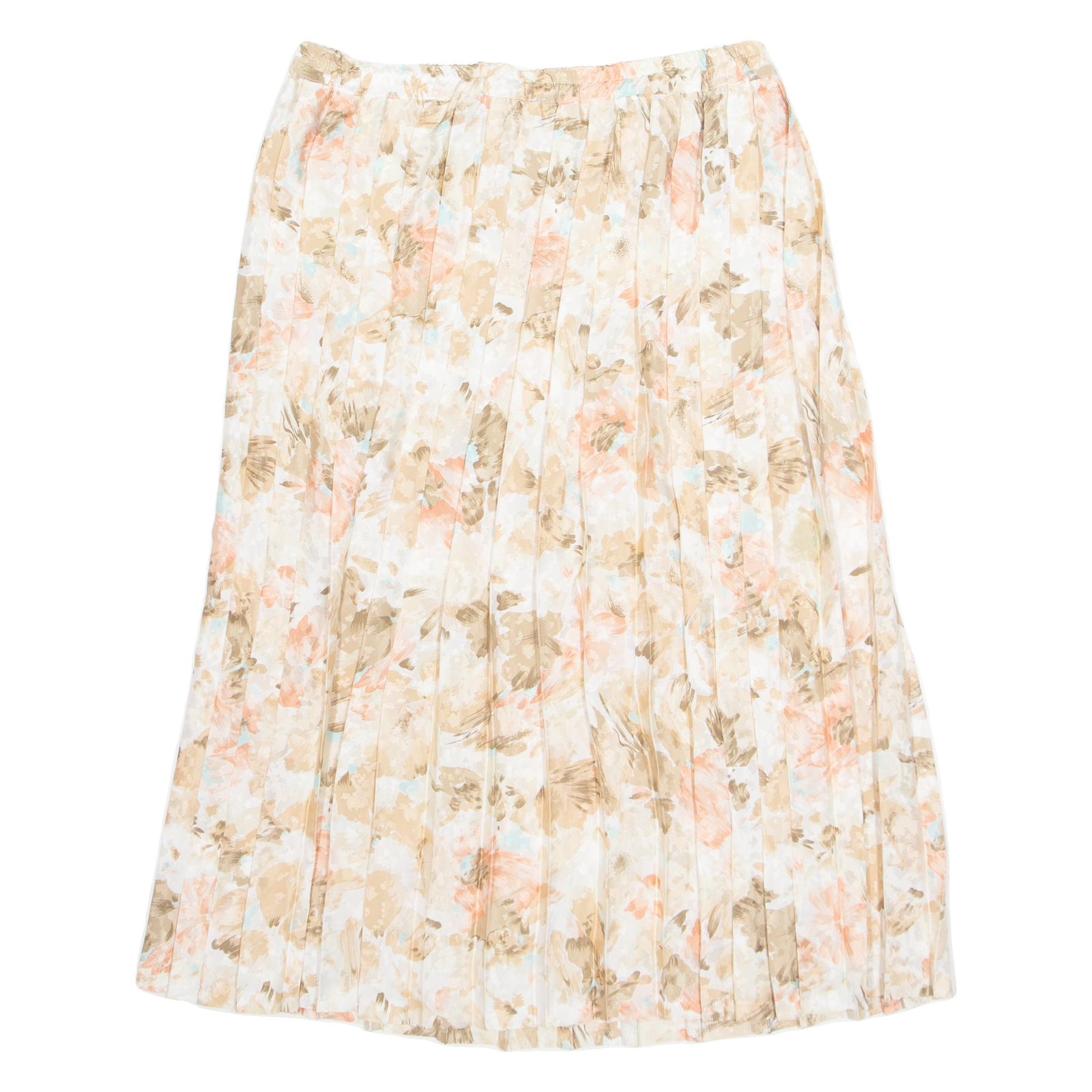 Womens Pleated Skirt Cream Knee Length Floral M Refurbished - N/A refurbished available on Cerqular