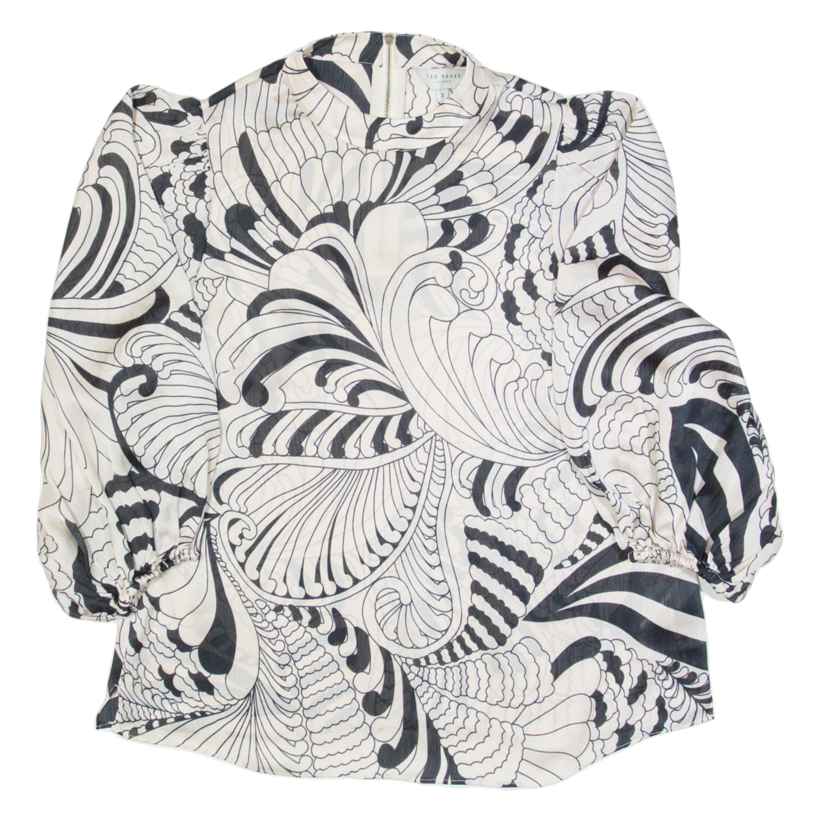 TED BAKER Womens Printed Blouse Pink High Neck Long Sleeve Crazy Pattern M Refurbished - N/A refurbished available on Cerqular