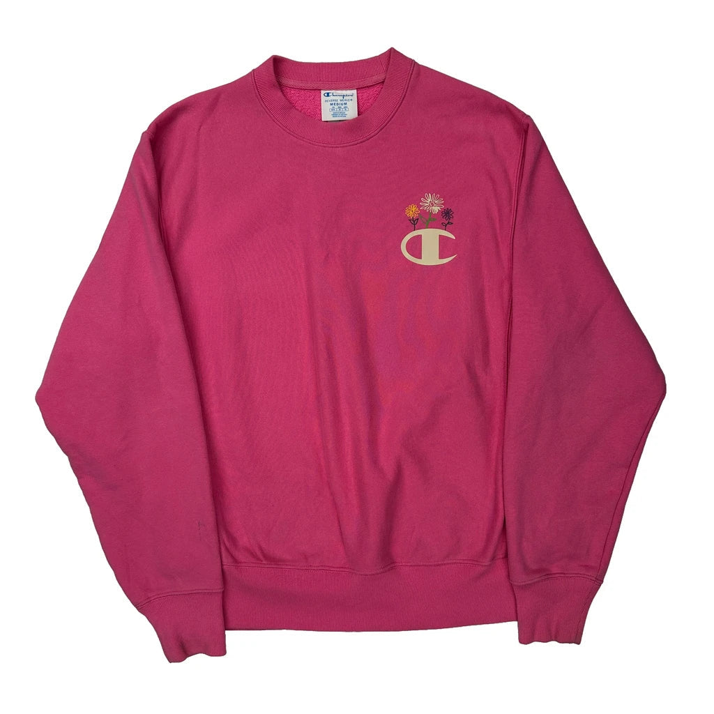 Reverse Weave Champion Sweatshirt - Medium Pink Cotton Refurbished - Thrifted (note: this is a term often used to describe second- refurbished available on Cerqular