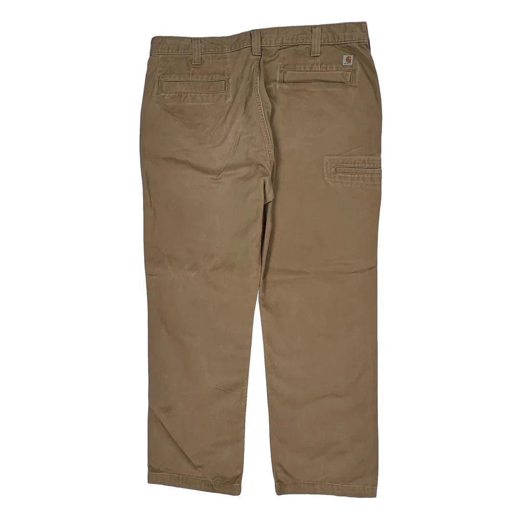 Buy Carhartt Chinos - 38W 30L Khaki Cotton Refurbished - $73.69 Carhartt Chinos - 38W 30L Khaki Cotton Refurbished - Thrifted (note: this is a term often used to describe second- refurbished available on Cerqular