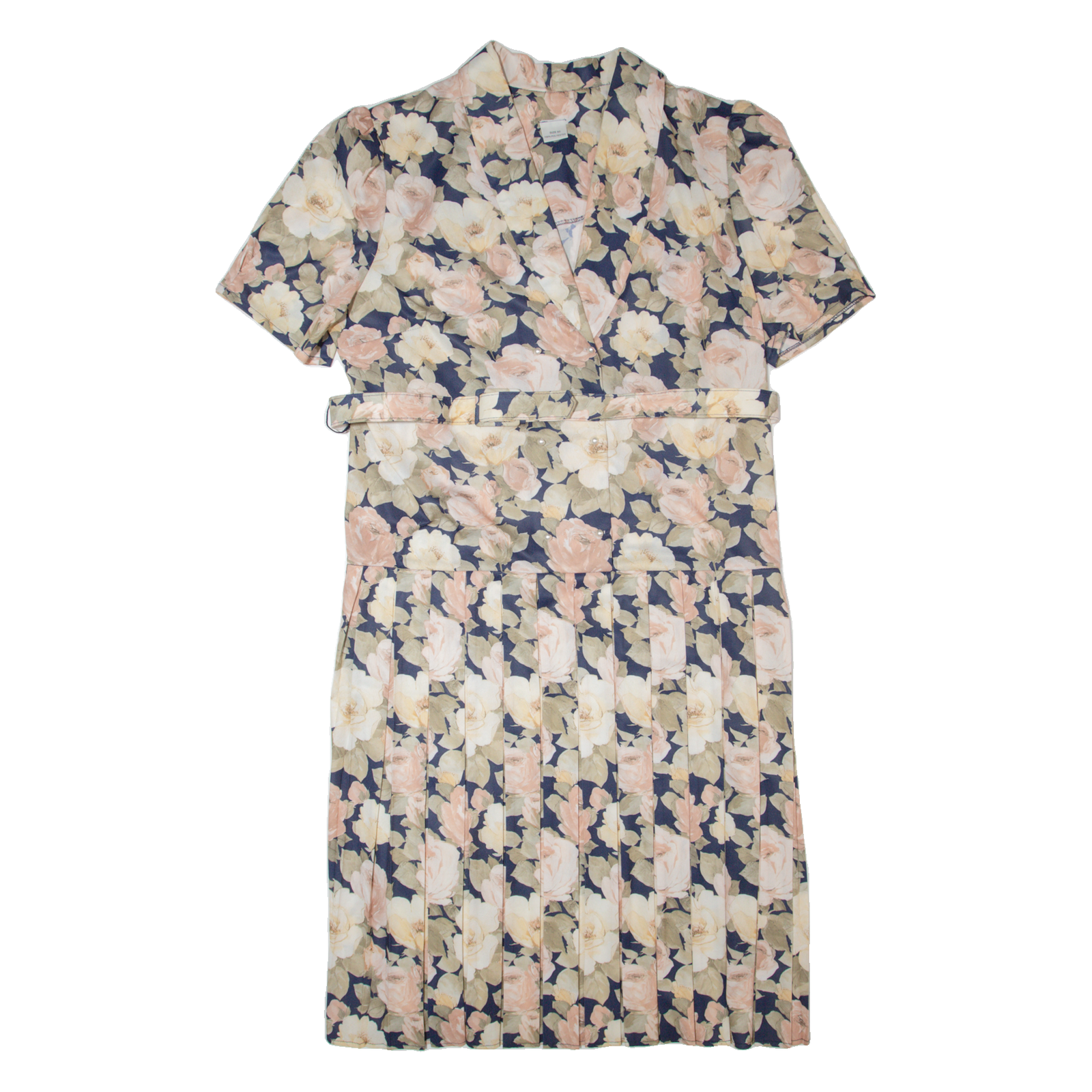 Womens Shirt Dress Blue 90s Floral Short Sleeve Midi XL Refurbished - N/A refurbished available on Cerqular