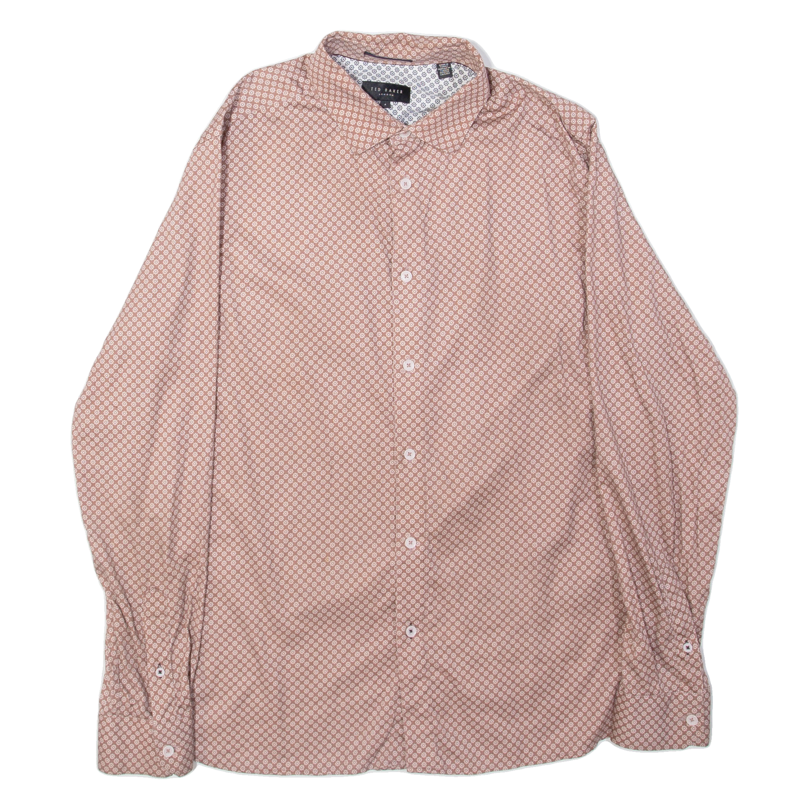 TED BAKER Star Patterned Mens Shirt Brown Long Sleeve L Refurbished - N/A refurbished available on Cerqular