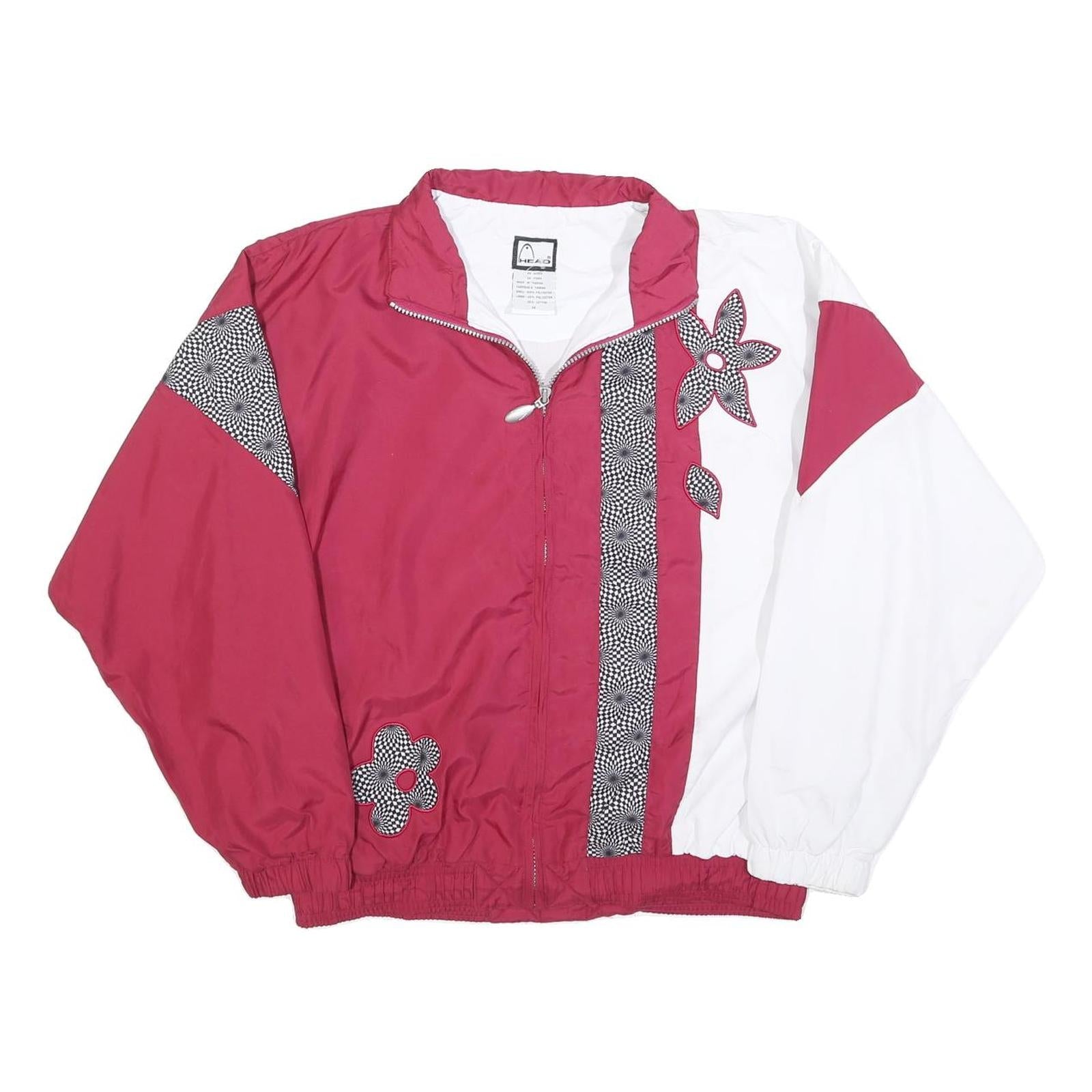 HEAD Womens Red & White Floral Nylon Zip Jacket M Casual Stylish Sport Refurbished - N/A refurbished available on Cerqular