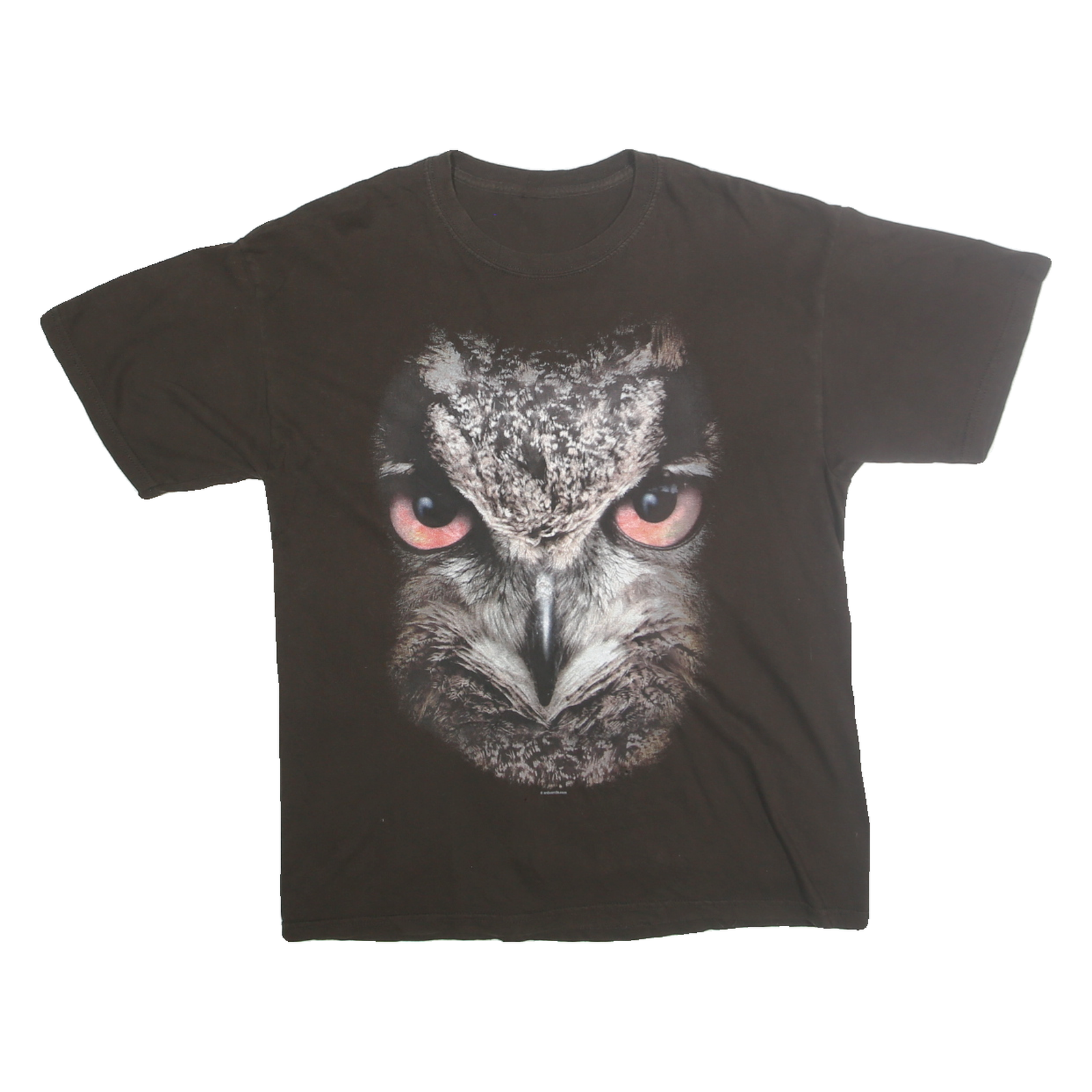 Mens Black Cotton Owl Face Graphic T-Shirt M Short Sleeve Crew Neck Refurbished - N/A refurbished available on Cerqular