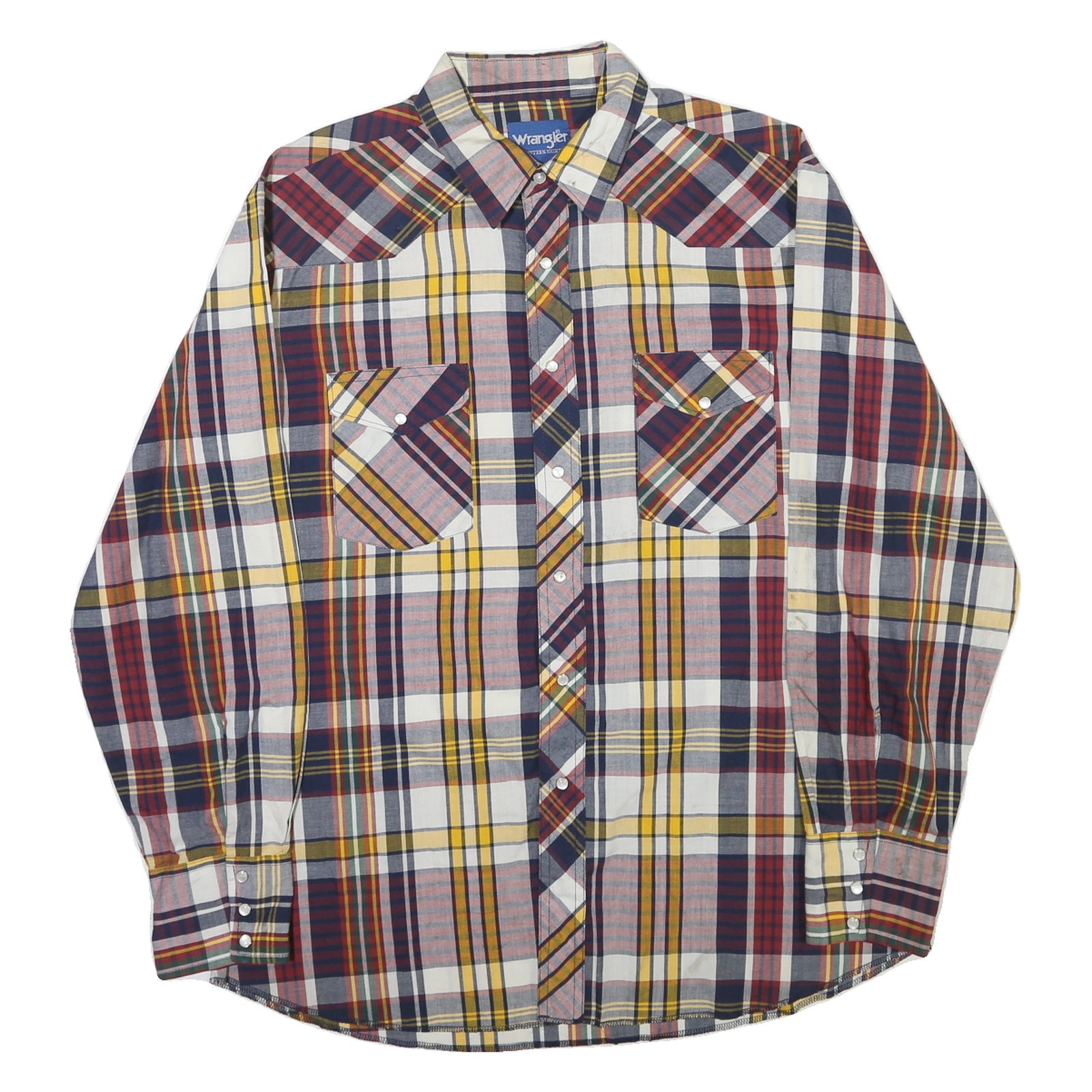 WRANGLER Mens White & Yellow Plaid Shirt M Classic Cotton Blend Long Sleeve Refurbished - N/A refurbished available on Cerqular