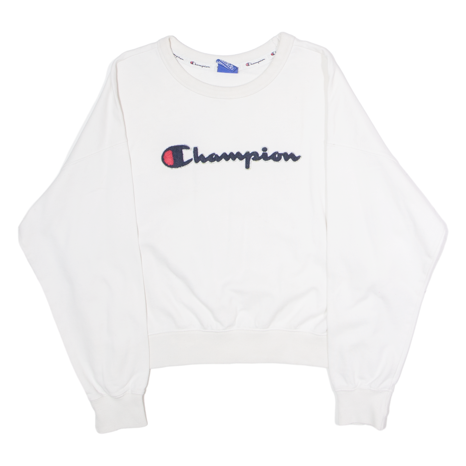 CHAMPION Cropped Womens Sweatshirt White Crew Neck S Refurbished - N/A refurbished available on Cerqular