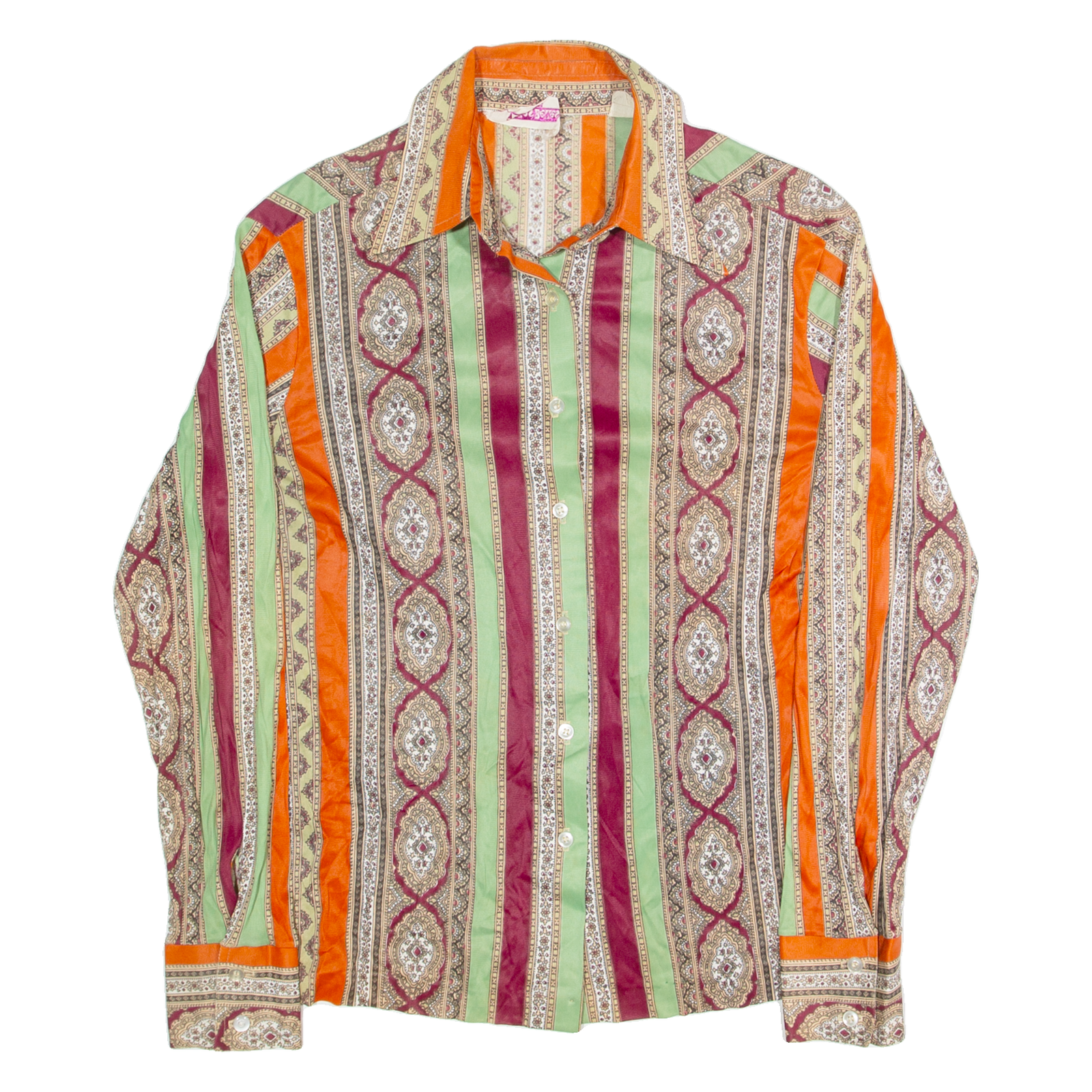 ELLES BELLES Womens Printed Shirt Grey Collared Long Sleeve Striped M Refurbished - N/A refurbished available on Cerqular
