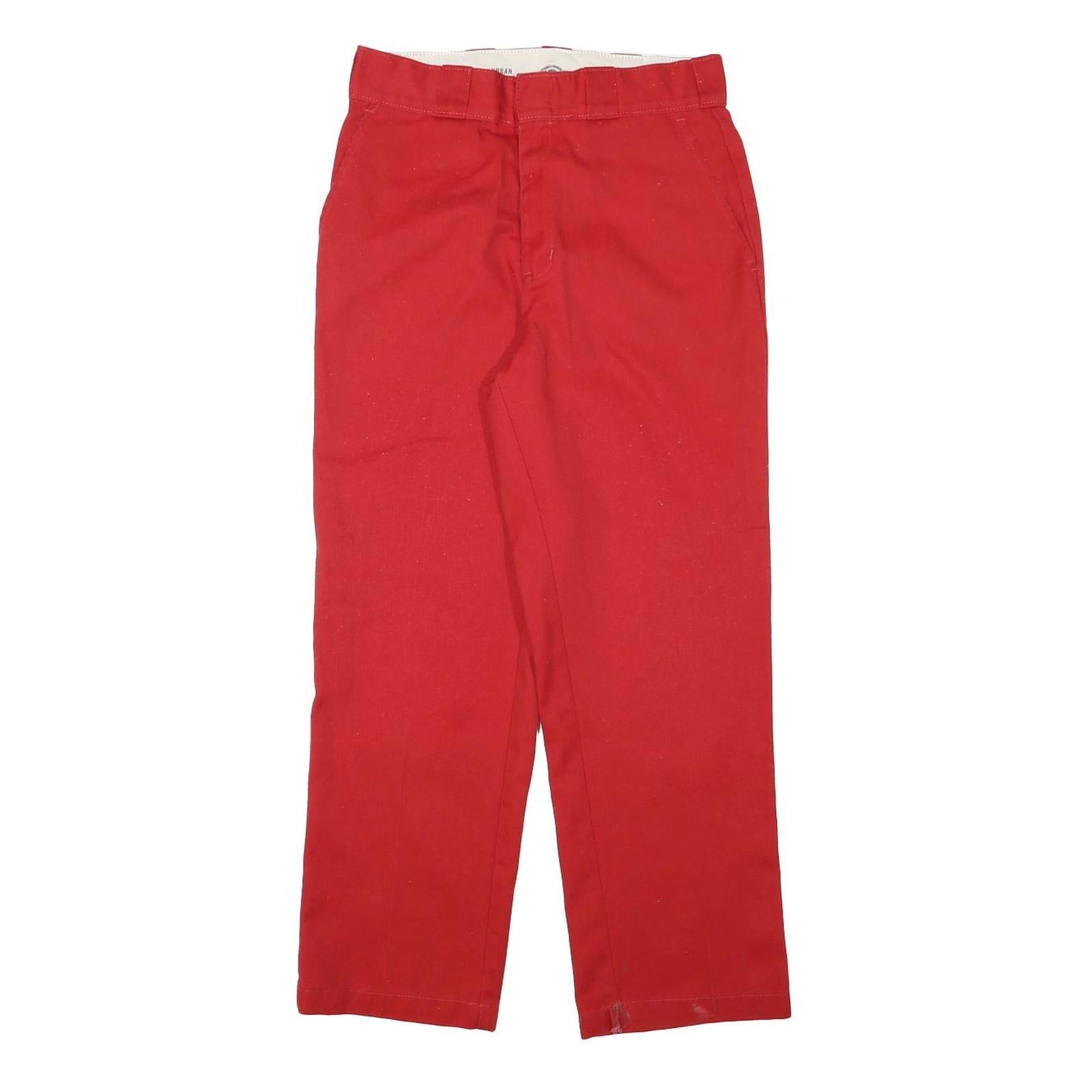DICKIES Womens Cotton Blend Red Regular Fit Straight Leg Trousers W28 L26 Refurbished - N/A refurbished available on Cerqular