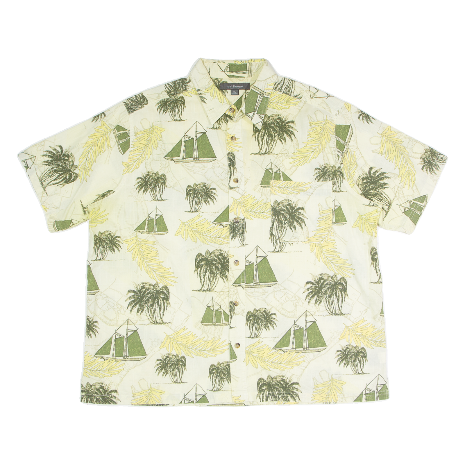 CROFT & BARROW Boat Mens Shirt Yellow Crazy Pattern XL Refurbished - N/A refurbished available on Cerqular
