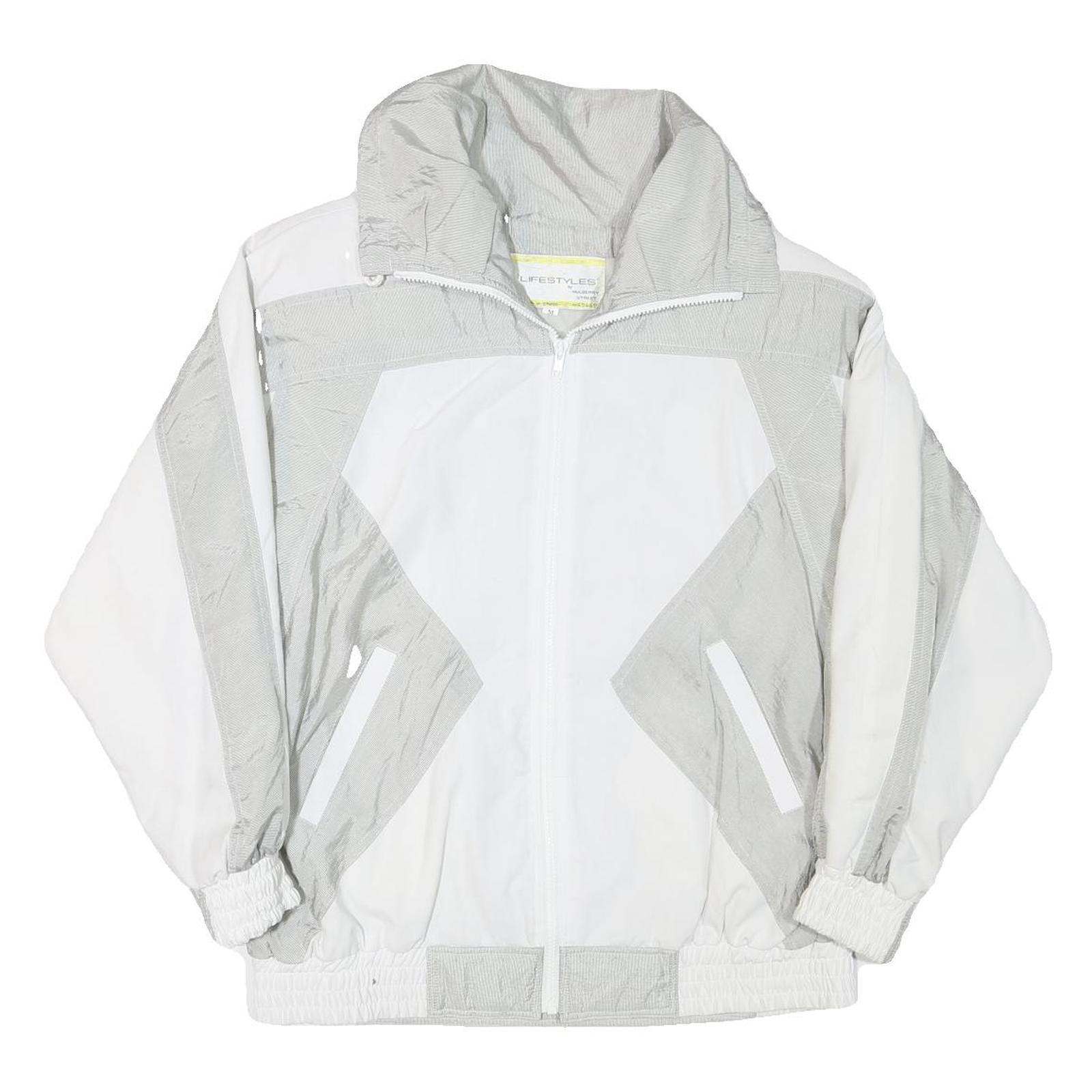LIFESTYLE Mens White & Grey Zip Jacket M Polyester Blend Casual Outerwear Refurbished - N/A refurbished available on Cerqular