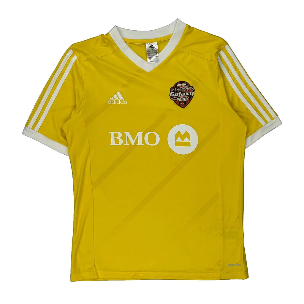 Age 15-16 Brantford Galaxy Youth Adidas Football Shirt - XL Yellow Polyester Refurbished - Thrifted (note: this is a term often used to describe second- refurbished available on Cerqular