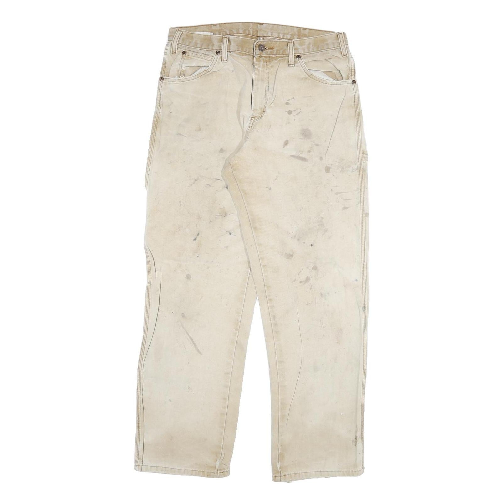 DICKIES Mens Jeans Beige Cotton Blend Regular Straight W30 L29 Workwear Zip Refurbished - N/A refurbished available on Cerqular