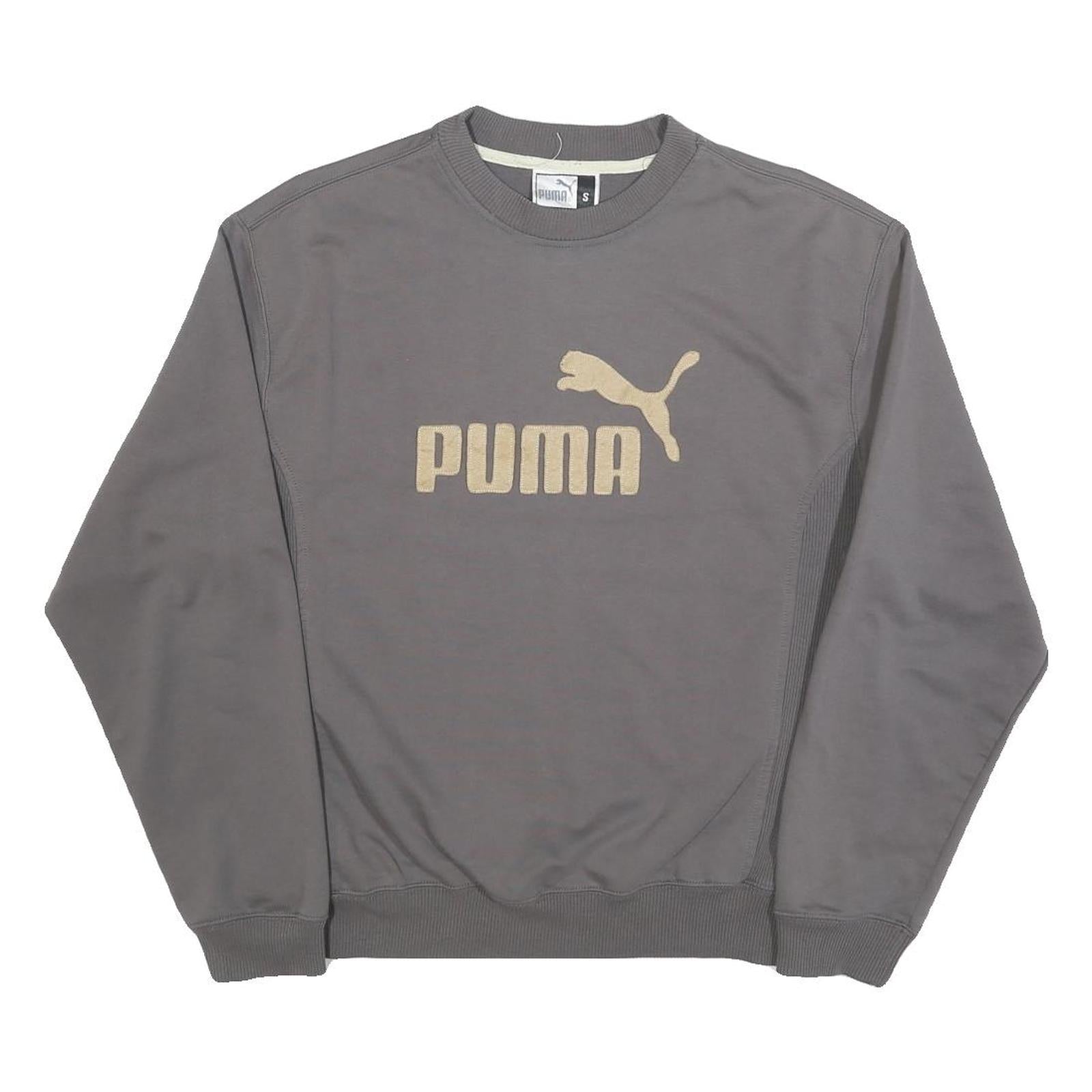 PUMA Mens Grey Beige Logo Crew Neck Sweatshirt S Sports Casual Cotton Refurbished - N/A refurbished available on Cerqular