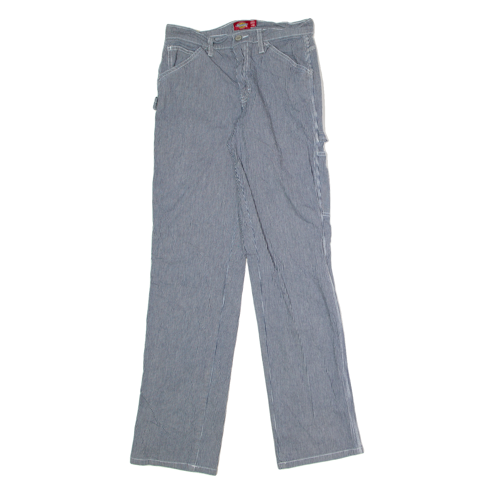 DICKIES Hickory Striped Workwear Carpenter Womens Twill Trousers Blue Straight W25 L30 Refurbished - N/A refurbished available on Cerqular