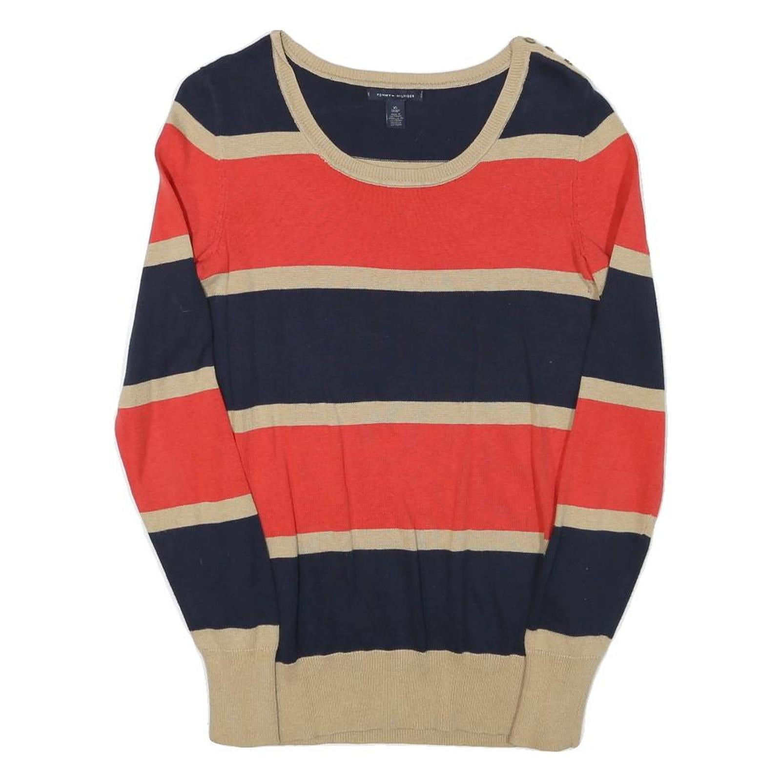Buy TOMMY HILFIGER Womens Navy & Red & Beige Striped Plain Crew Neck Basic Knit Refurbished - $40.29 TOMMY HILFIGER Womens Navy & Red & Beige Striped Plain Crew Neck Basic Knit Refurbished - N/A refurbished available on Cerqular