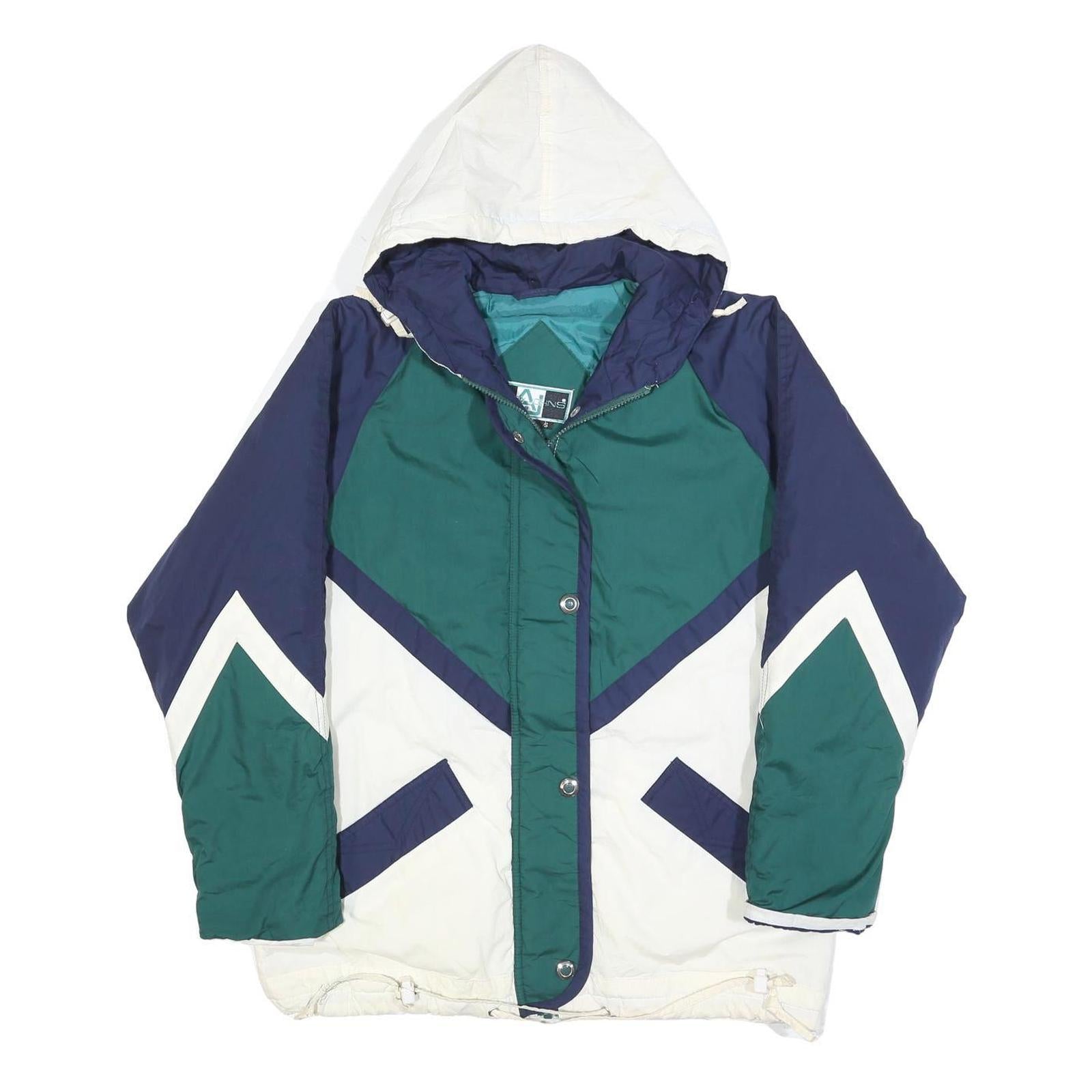 ANDY JOHNS Womens Green Navy & White Zip Up Outdoor Jacket S Polyester Blend Refurbished - N/A refurbished available on Cerqular