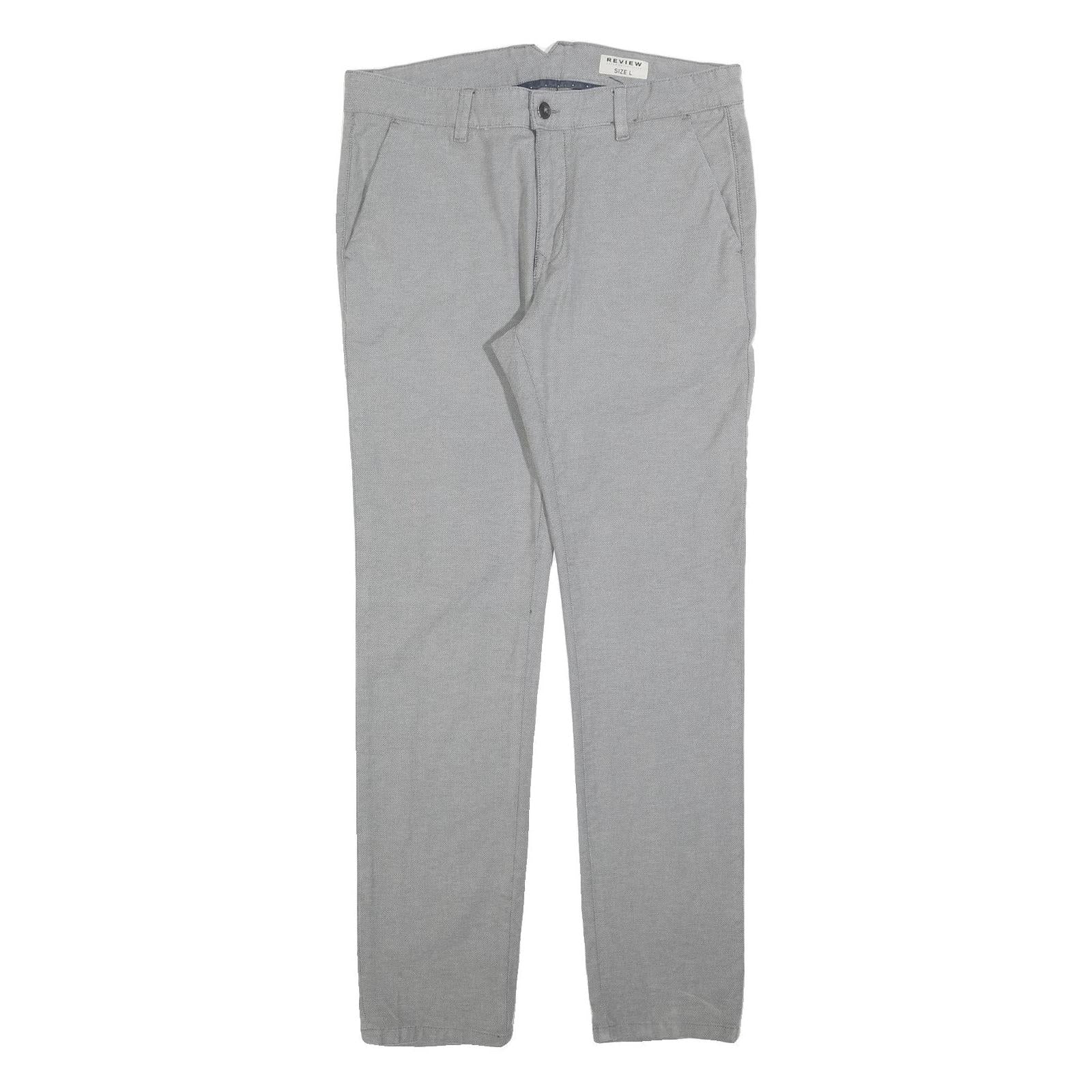 REVIEW Mens Cotton Blend Slim Grey Trousers W34 L32 Classic Zip Closure Refurbished - N/A refurbished available on Cerqular