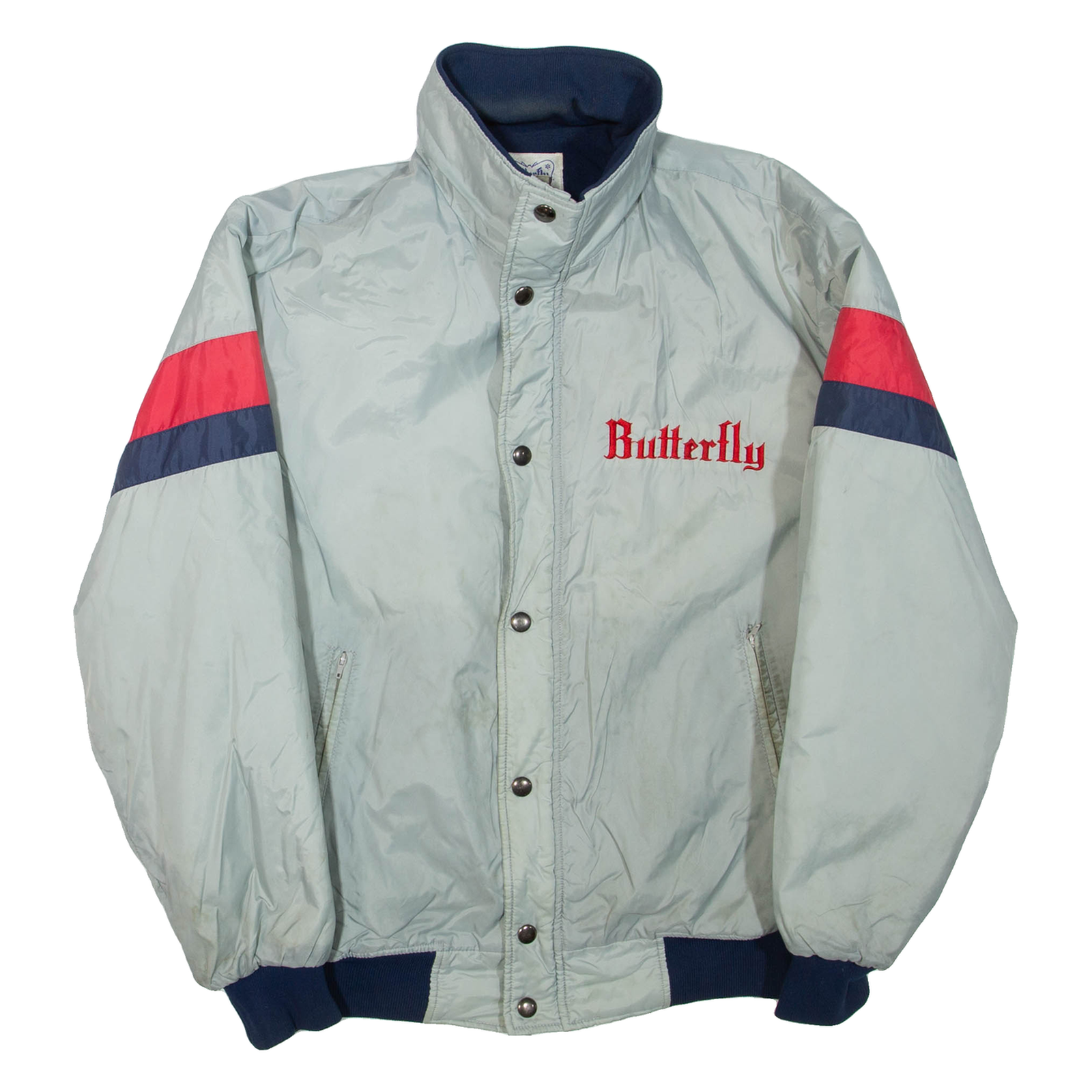 Buy BUTTERFLY Mens Bomber Jacket Blue Nylon L Refurbished - $36.39 BUTTERFLY Mens Bomber Jacket Blue Nylon L Refurbished - N/A refurbished available on Cerqular