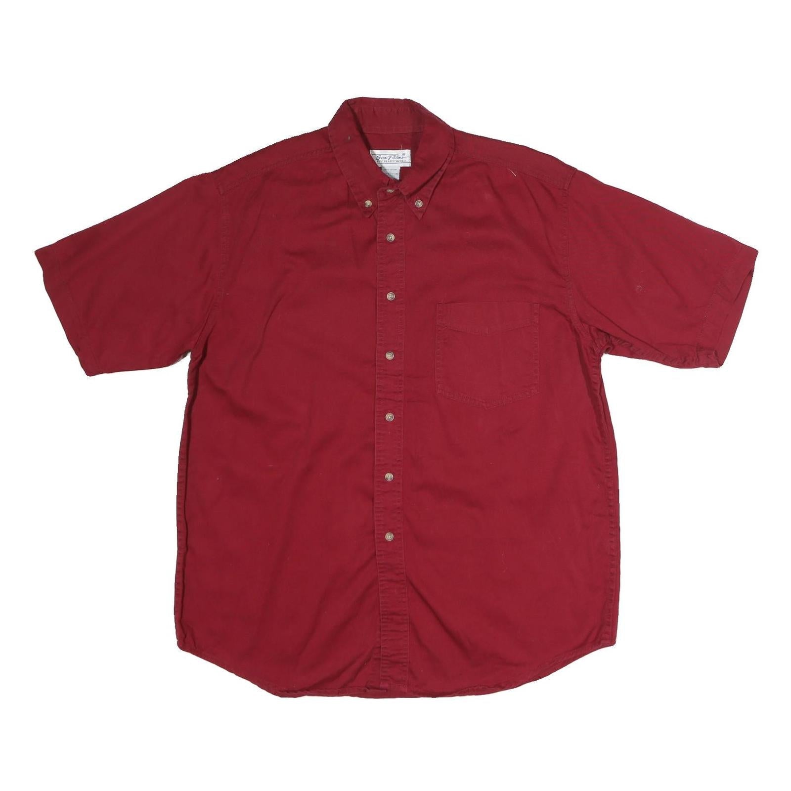 SEA PALMS Mens Red Casual Cotton Shirt M Button Down Pocket Short Sleeve Refurbished - N/A refurbished available on Cerqular