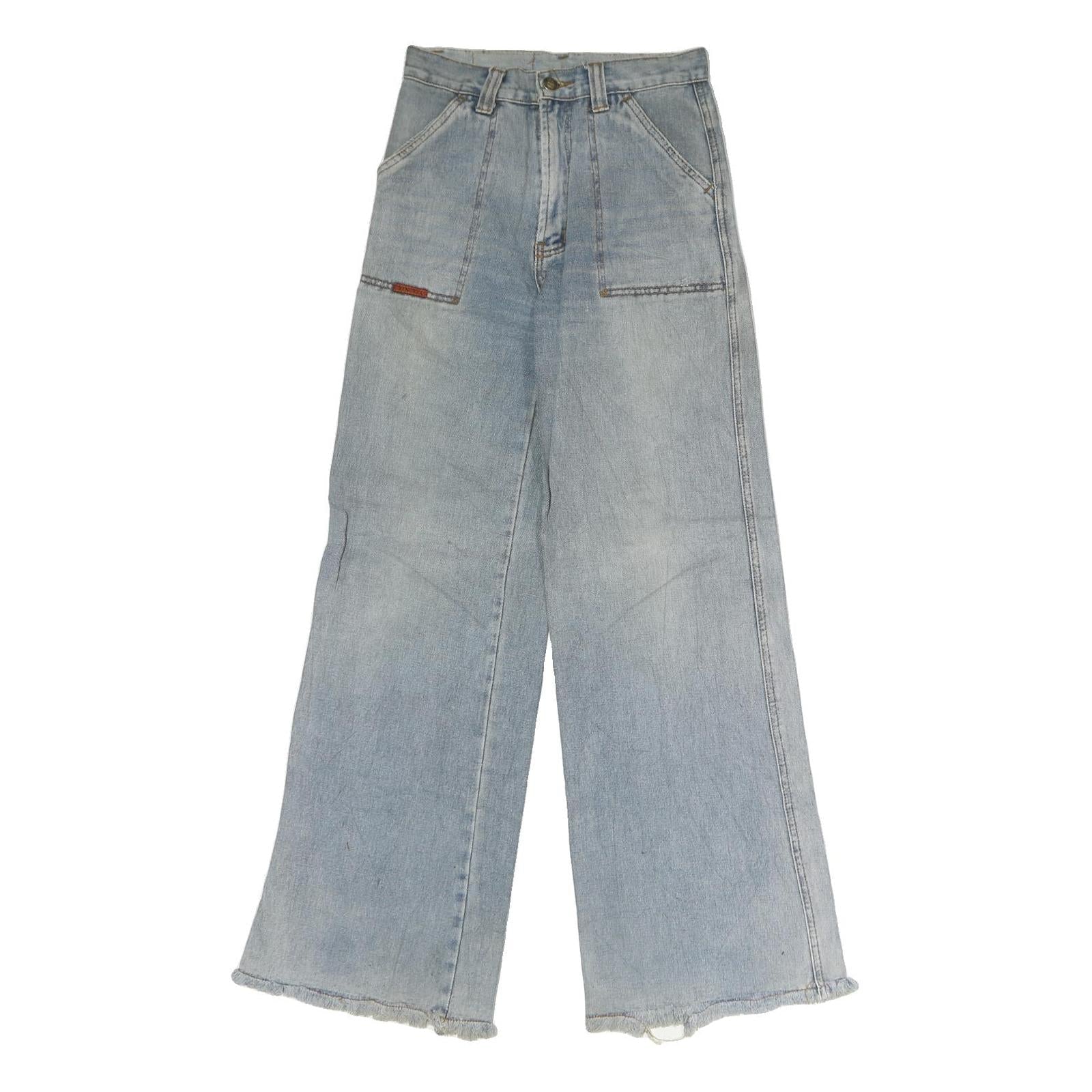JIN FU LA Womens Regular Light Blue Denim Jeans W26 L30 Zip Wide Leg Cotton Refurbished - N/A refurbished available on Cerqular