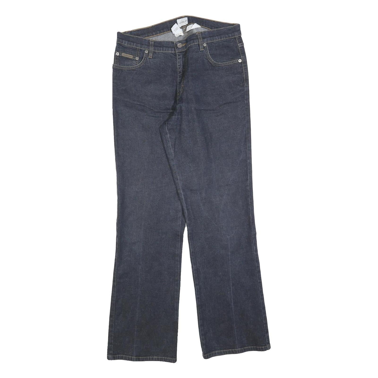 CALVIN KLEIN JEANS Womens Dark Blue Regular Straight Denim Rinse W30 L30 Zip Refurbished - N/A refurbished available on Cerqular