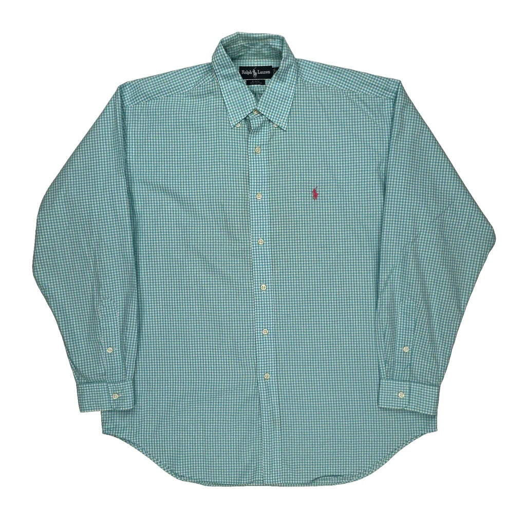 Blake Ralph Lauren Checked Shirt - Large Blue Cotton Refurbished - Thrifted (note: this is a term often used to describe second- refurbished available on Cerqular