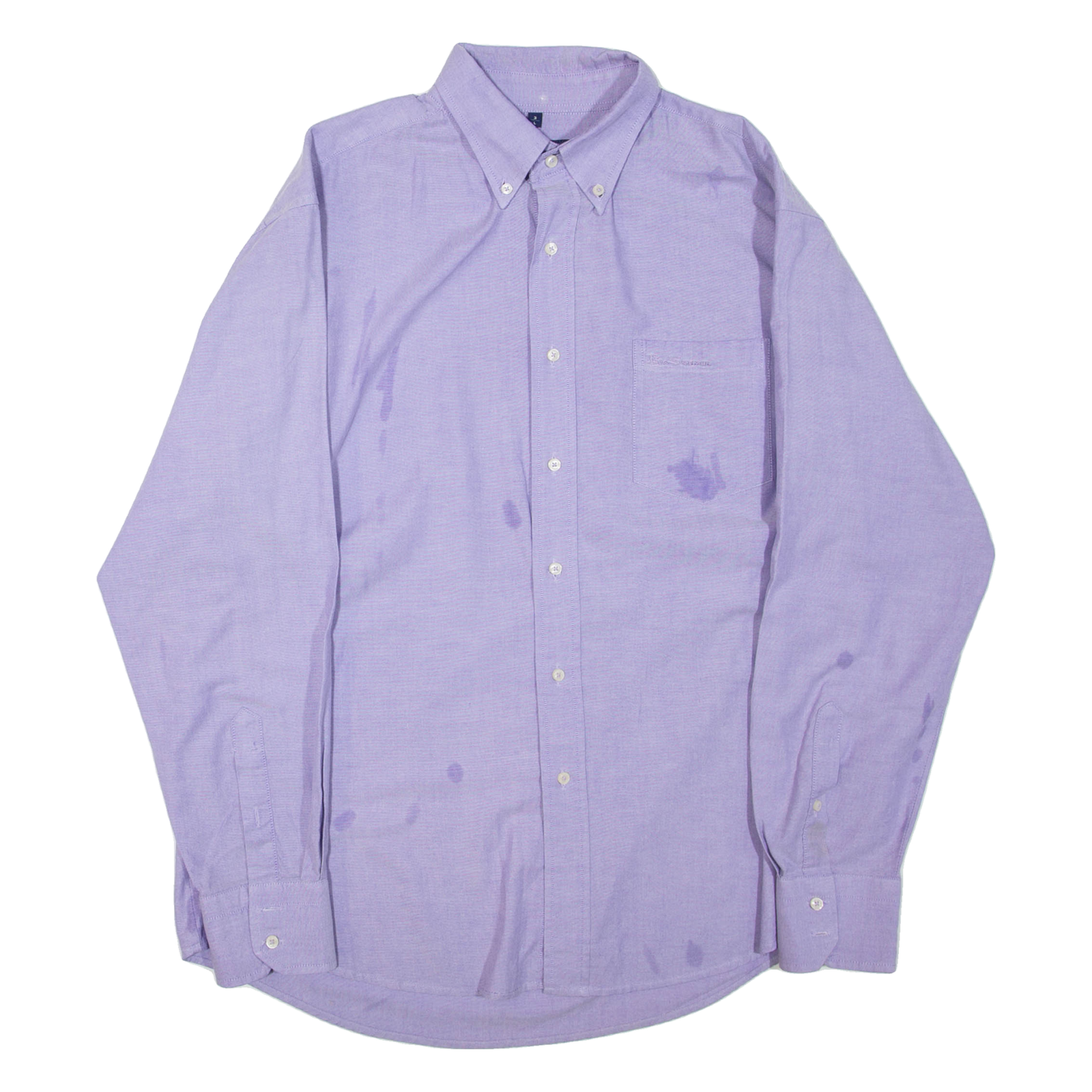 BEN SHERMAN Mens Plain Shirt Purple Long Sleeve L Refurbished - N/A refurbished available on Cerqular