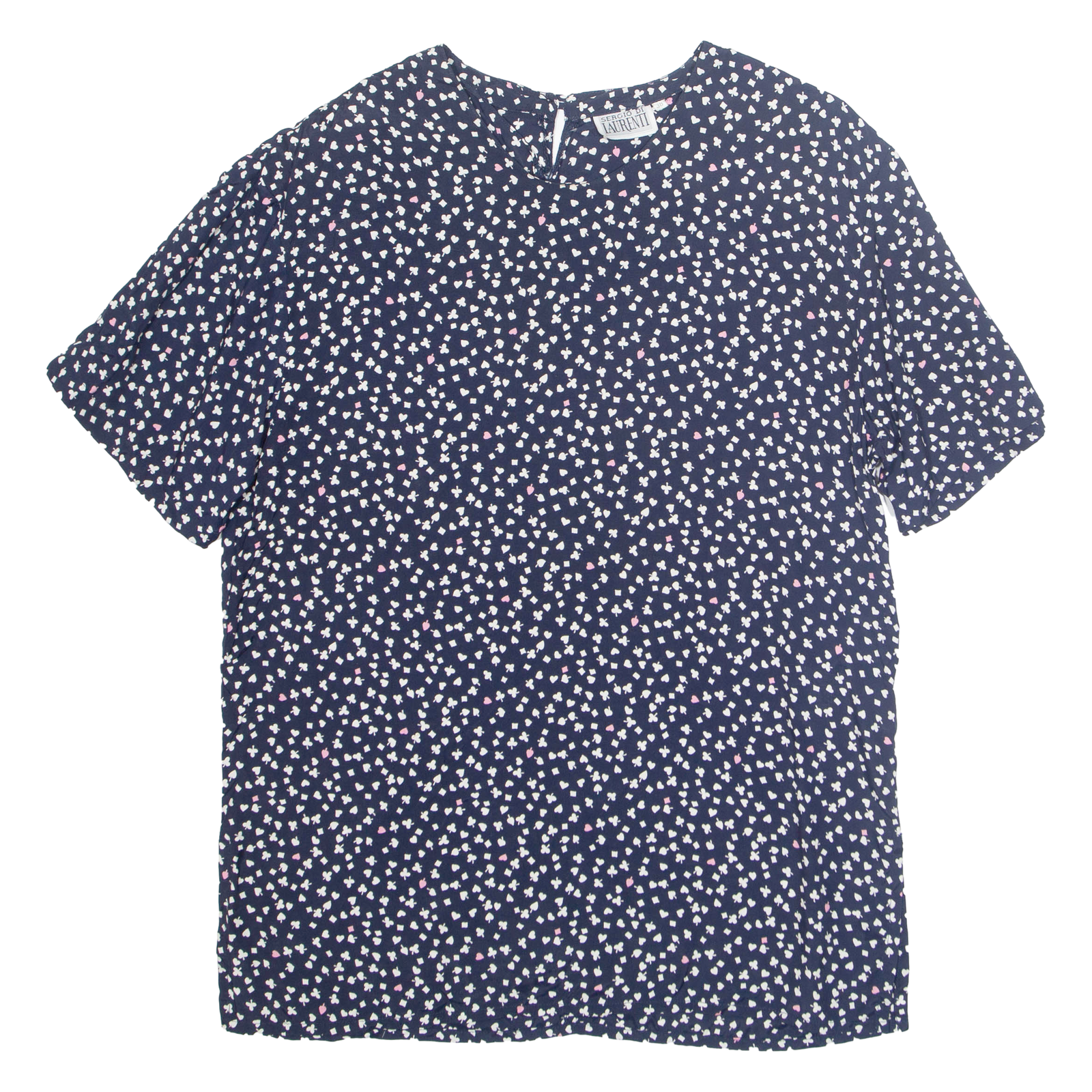 SERGIO DE LAURENT Womens Printed Blouse Blue Crazy Pattern L Refurbished - N/A refurbished available on Cerqular