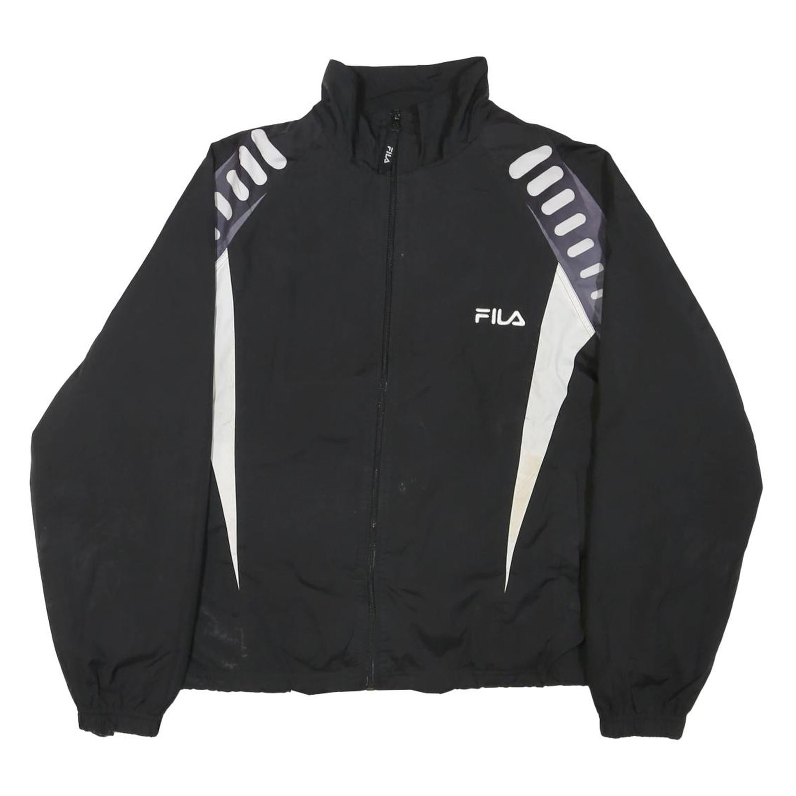 FILA Womens Black White Polyester Blend Track Jacket M Zip Plain Sportswear Refurbished - N/A refurbished available on Cerqular