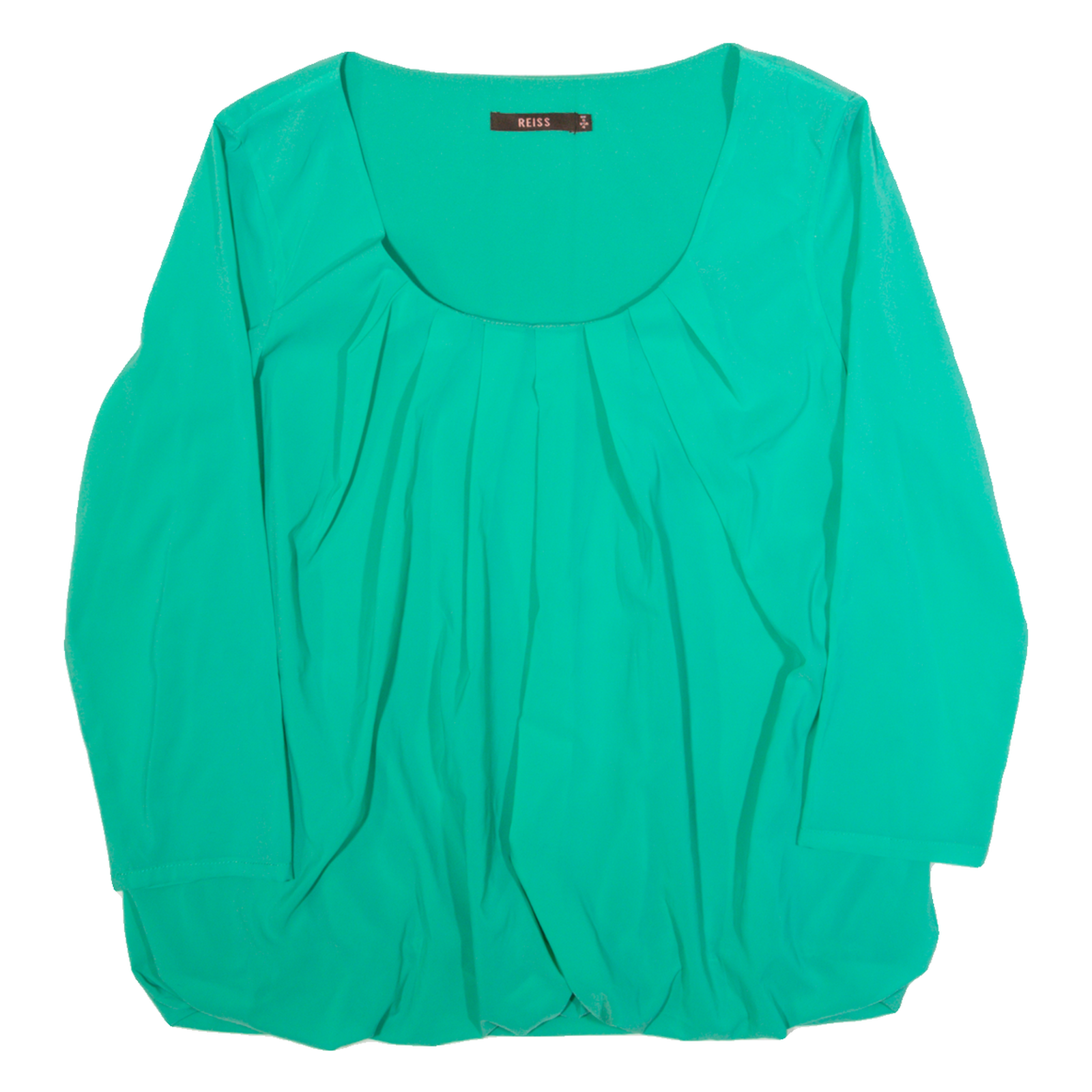 REISS Bubble Hem Womens Blouse Green Long Sleeve UK 8 Refurbished - N/A refurbished available on Cerqular