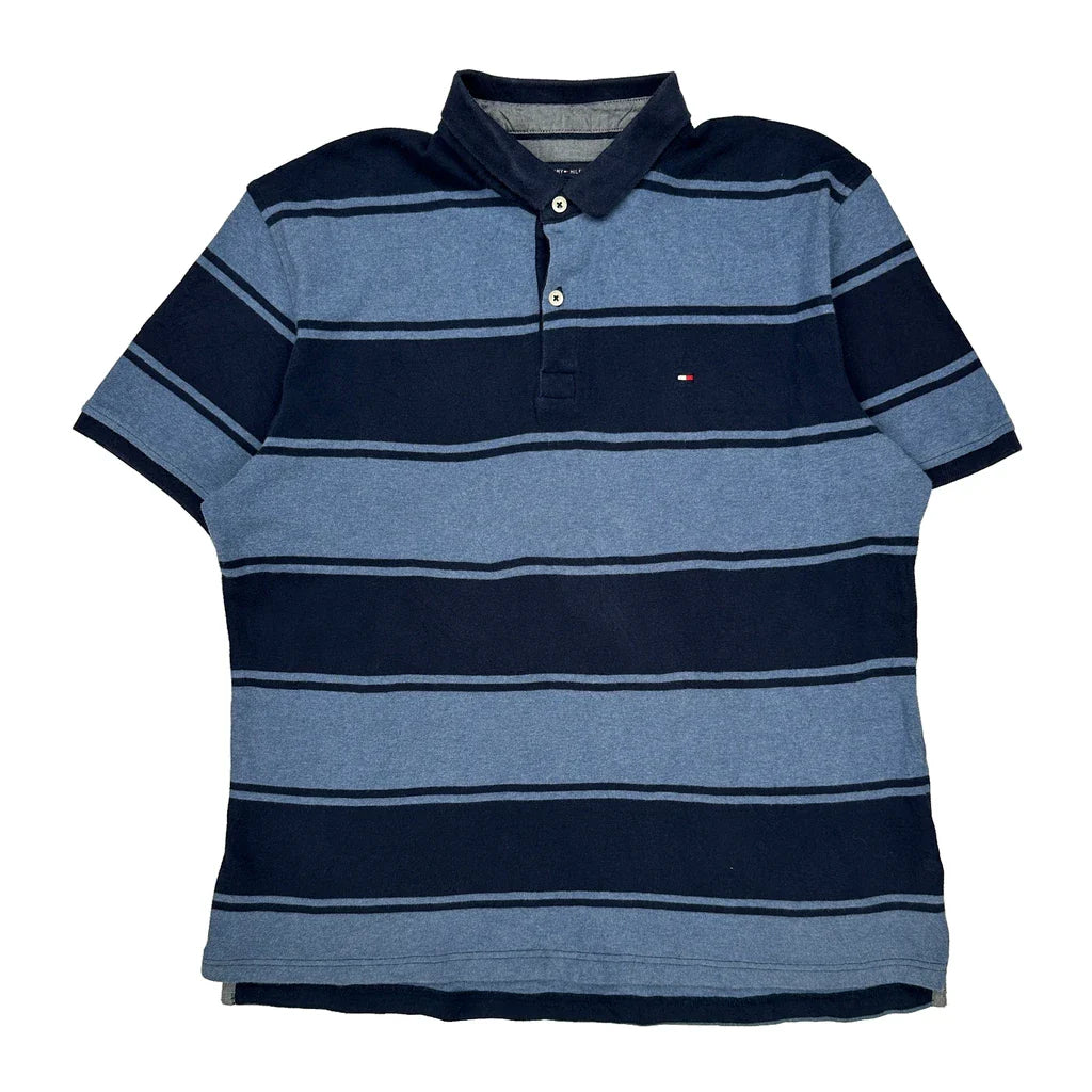 Buy Tommy Hilfiger Striped Polo Shirt - Large Blue Cotton Refurbished - $24.11 Tommy Hilfiger Striped Polo Shirt - Large Blue Cotton Refurbished - Thrifted (note: this is a term often used to describe second- refurbished available on Cerqular