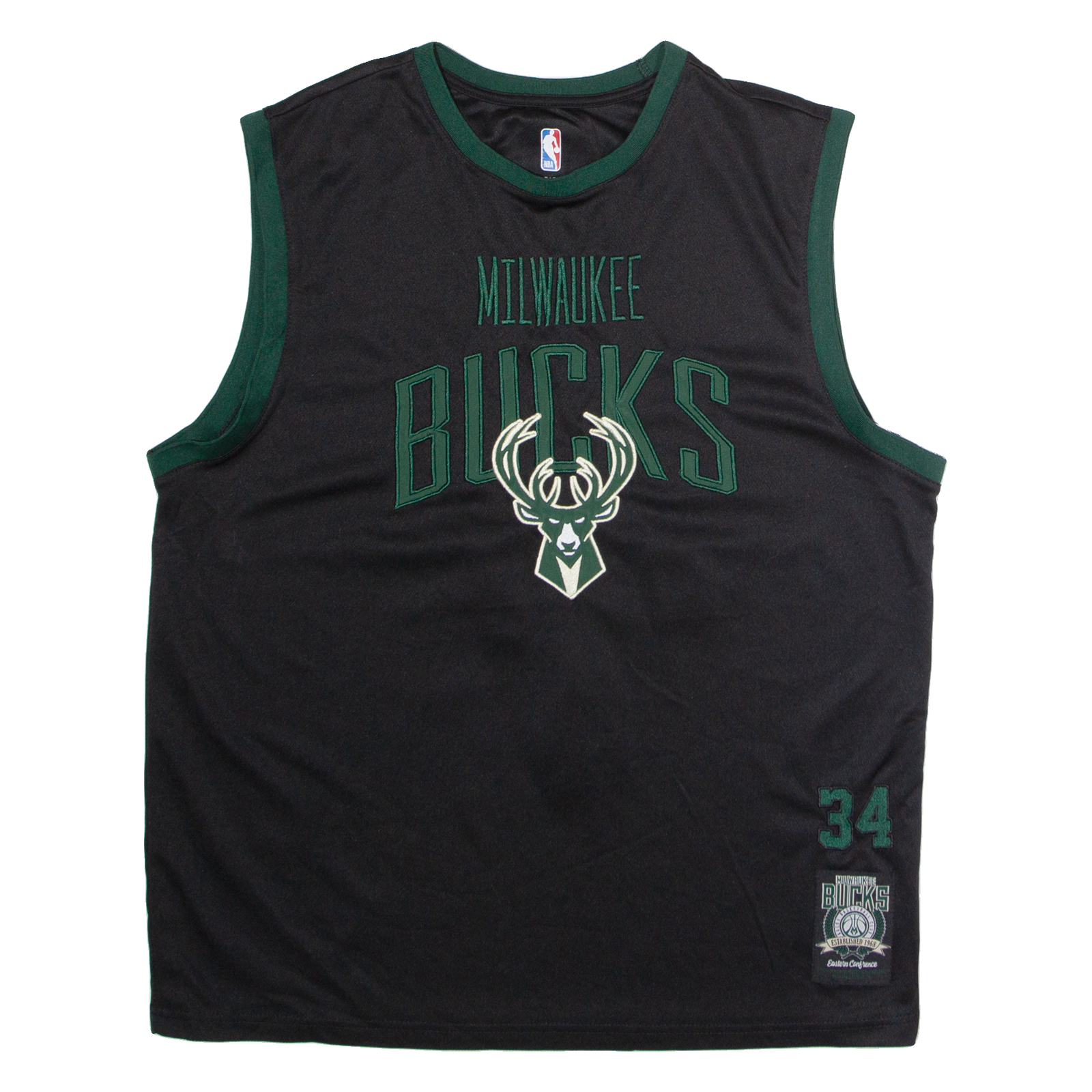 NBA Milwaukee Bucks #34 Antetokounmpo Mens Jersey Black Sleeveless USA XL Refurbished - N/A refurbished available on Cerqular