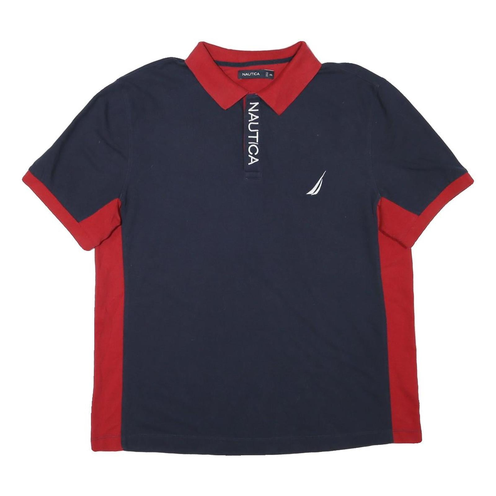 NAUTICA Mens Blue & Red Short Sleeve Plain 2XL Cotton Blend Polo Shirt Refurbished - N/A refurbished available on Cerqular
