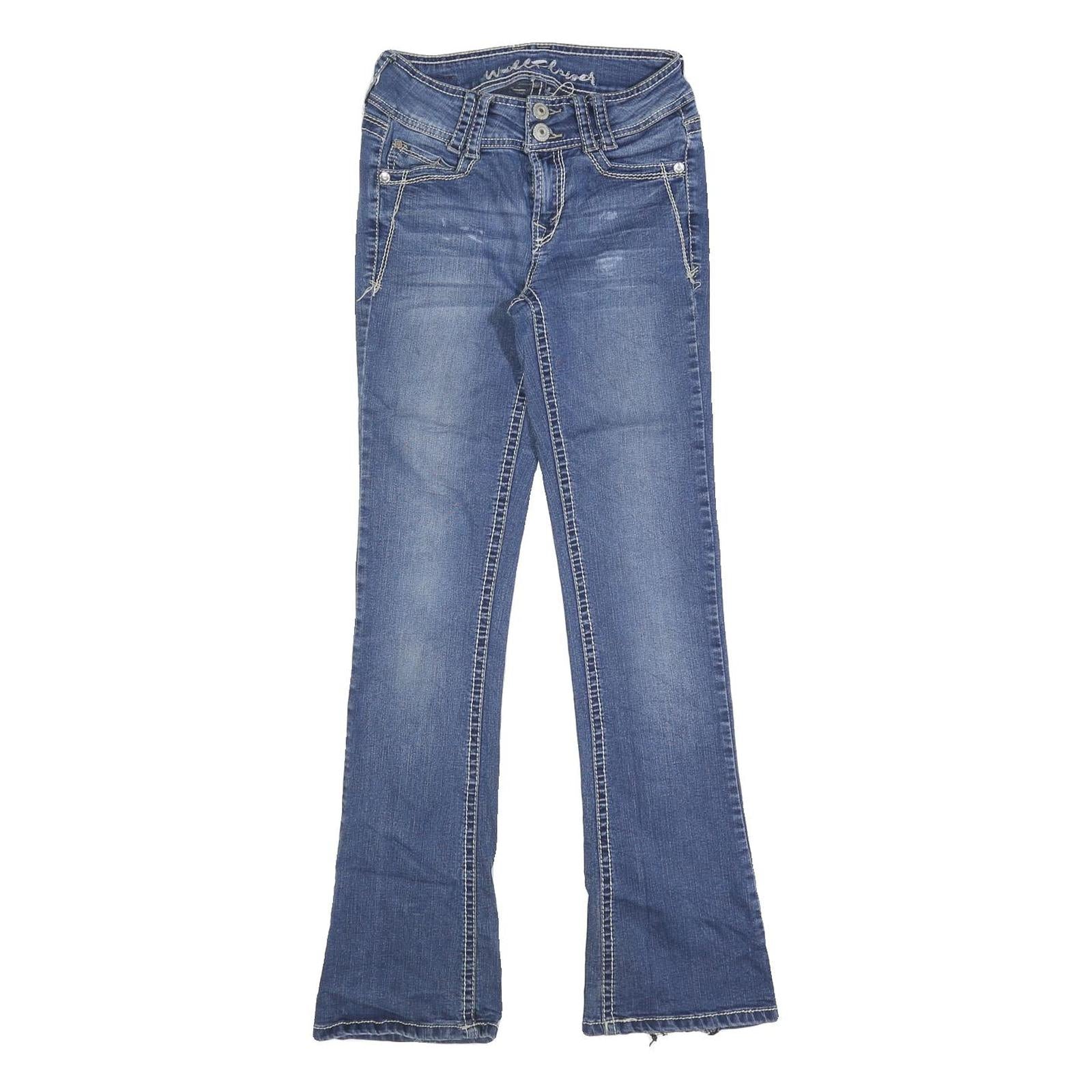 WALL FLOWER Womens Blue Regular Bootcut Denim Medium W24 L30 Stylish Zip Jeans Refurbished - N/A refurbished available on Cerqular