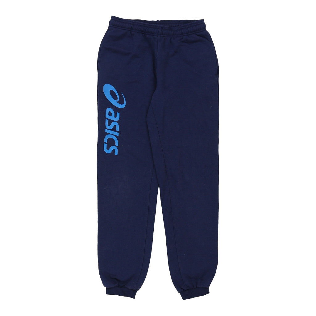 Age 13-14 Asics Spellout Tracksuit - Large Navy Polyester Refurbished - Thrifted (note: this is a term often used to describe second- refurbished available on Cerqular