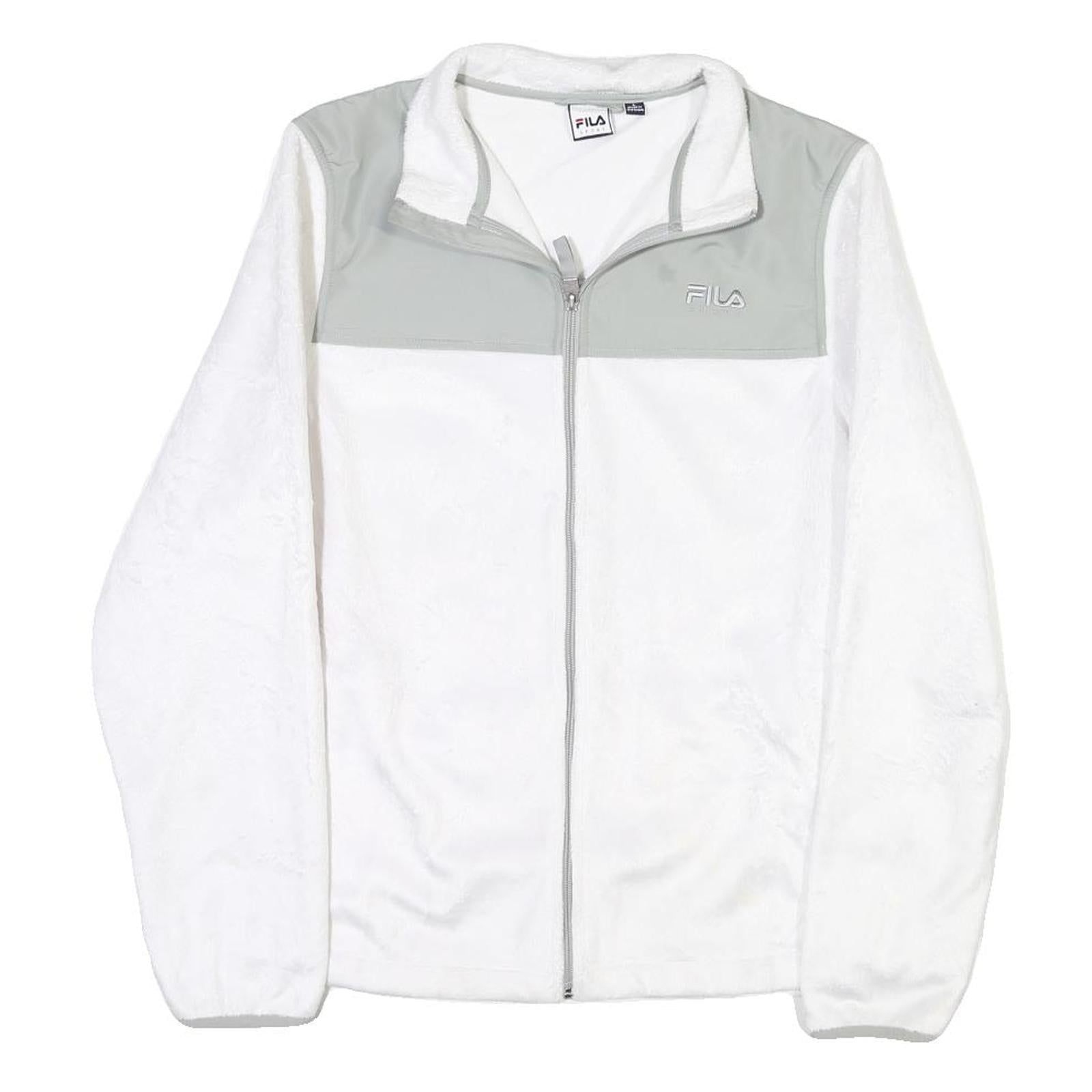 FILA Womens White & Grey Zip Jacket L Polyester Blend Plain Sport Casual Refurbished - N/A refurbished available on Cerqular