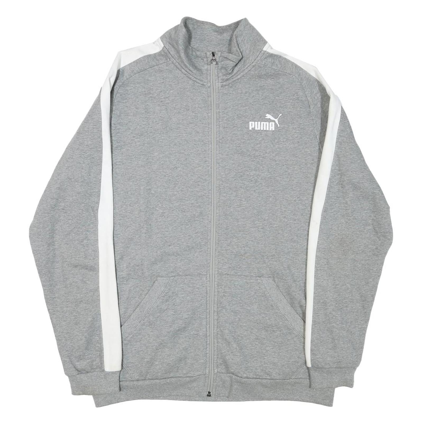 PUMA Mens Grey & White Track Jacket L Cotton Blend Plain Zip Comfort Sport Refurbished - N/A refurbished available on Cerqular