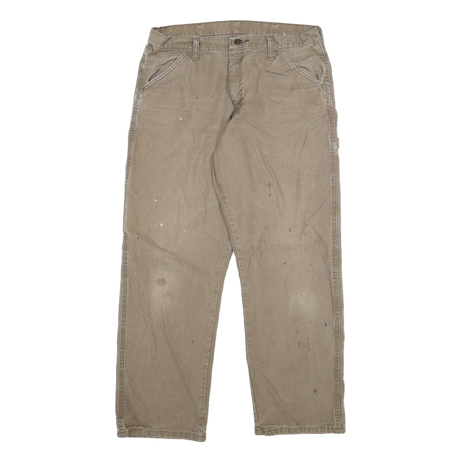 DICKIES Mens Regular Fit Beige Work Trousers W34 L30 Cotton Blend Zip Refurbished - N/A refurbished available on Cerqular